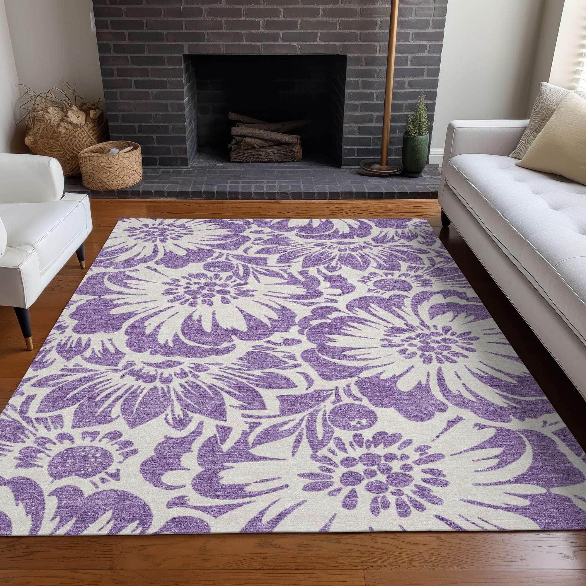 Machine Made ACN551 Purple Rugs