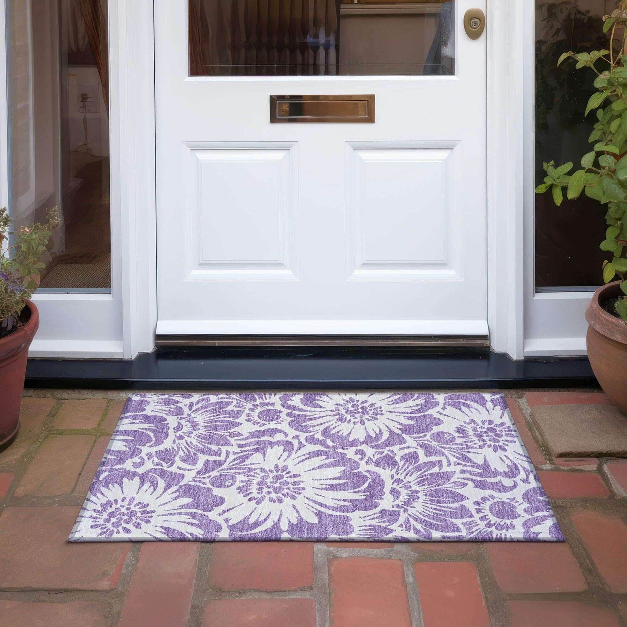 Machine Made ACN551 Purple Rugs