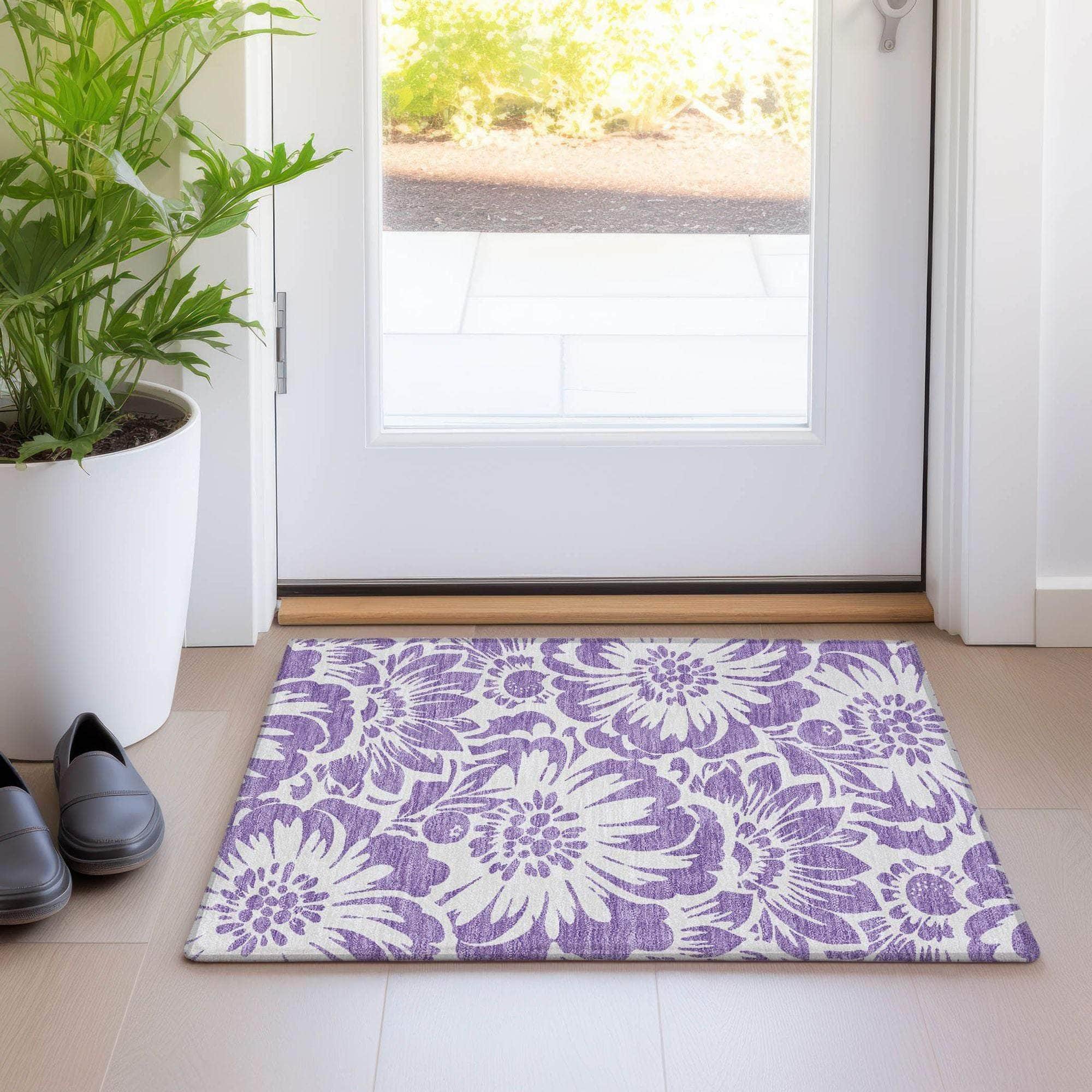 Machine Made ACN551 Purple Rugs