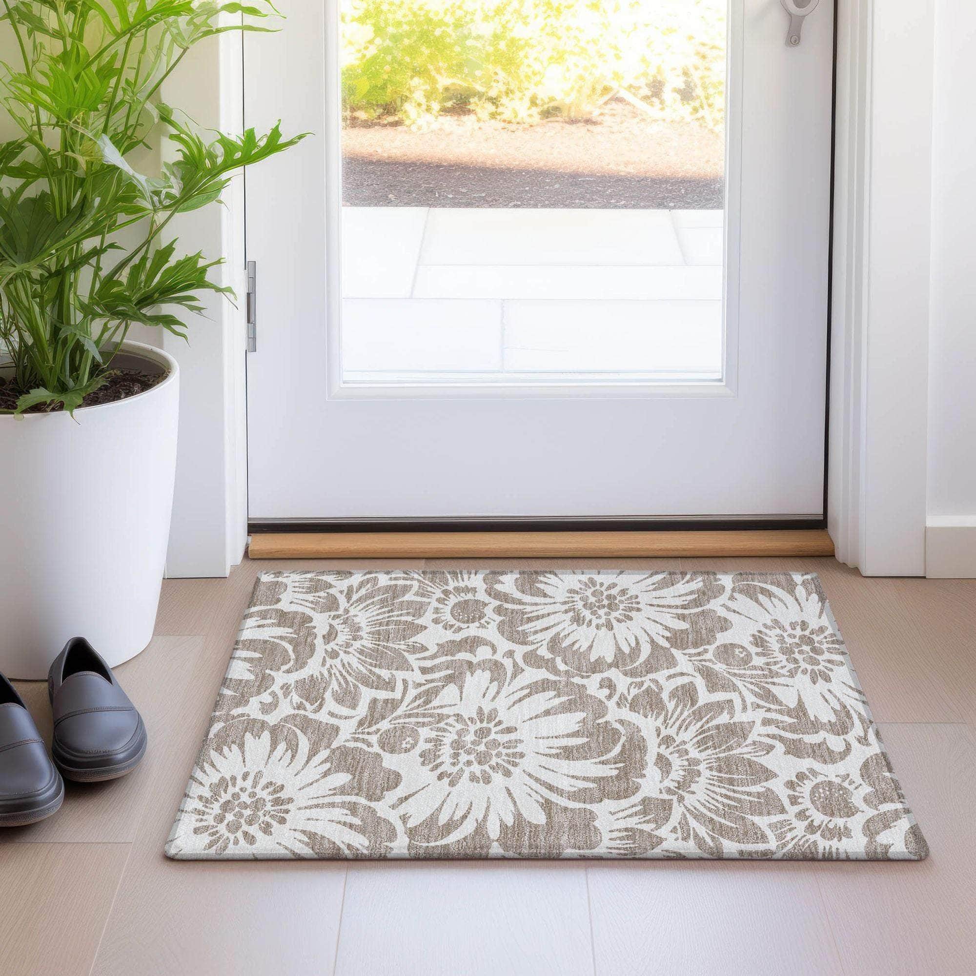 Machine Made ACN551 Taupe Brown Rugs