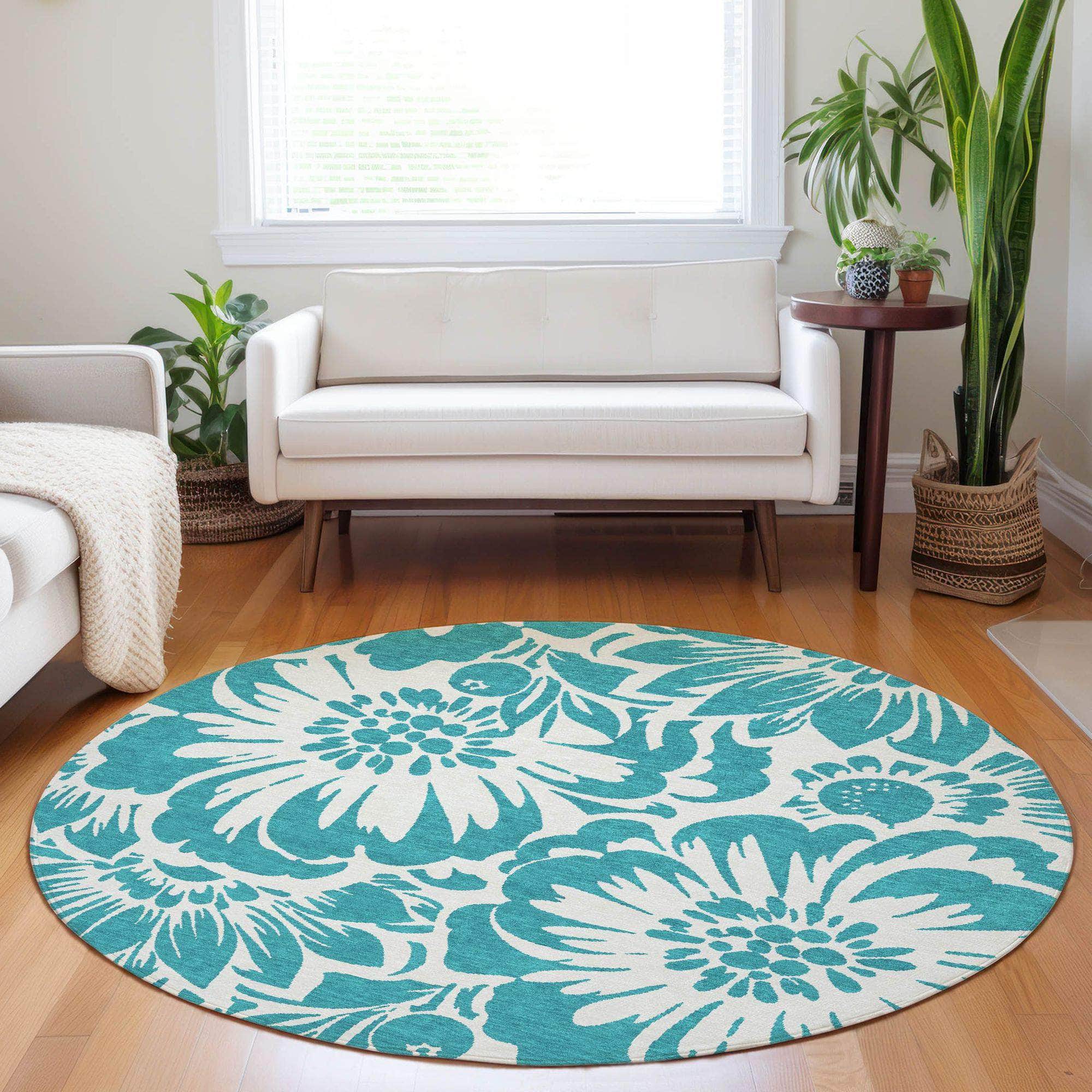 Machine Made ACN551 Teal Rugs