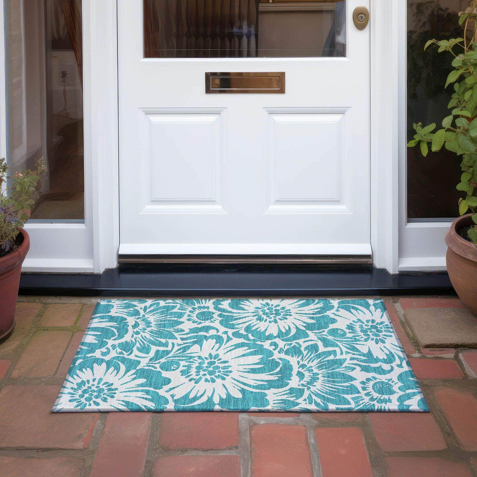Machine Made ACN551 Teal Rugs