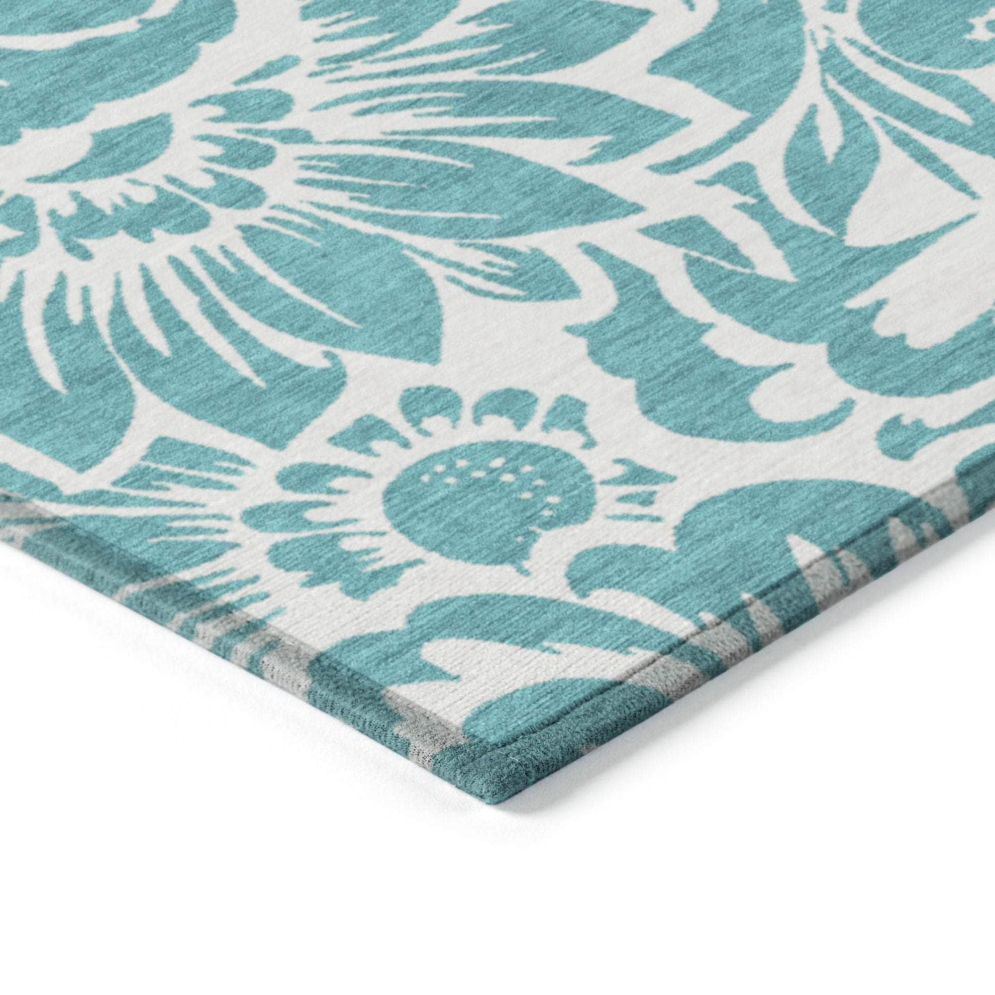 Machine Made ACN551 Teal Rugs