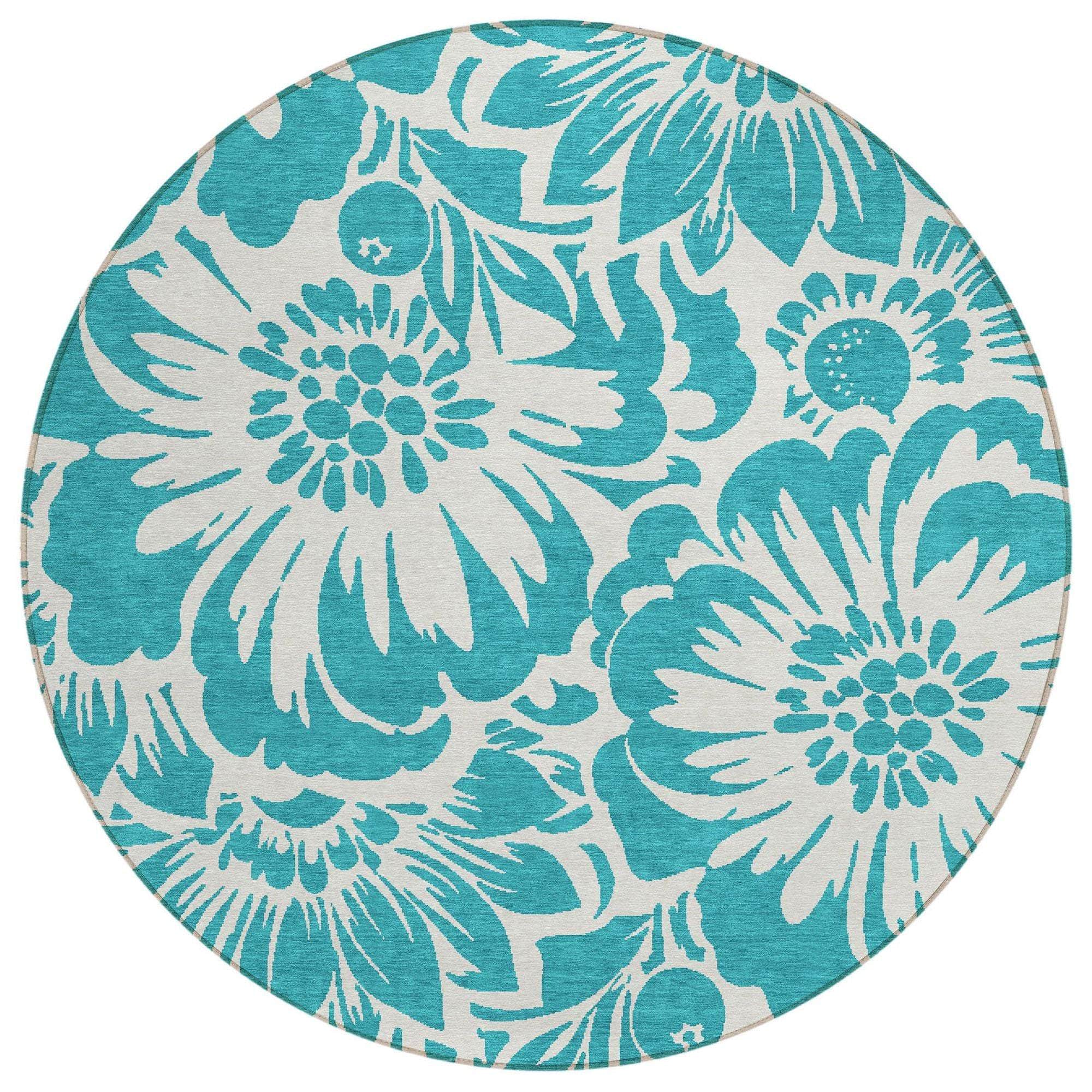 Machine Made ACN551 Teal Rugs