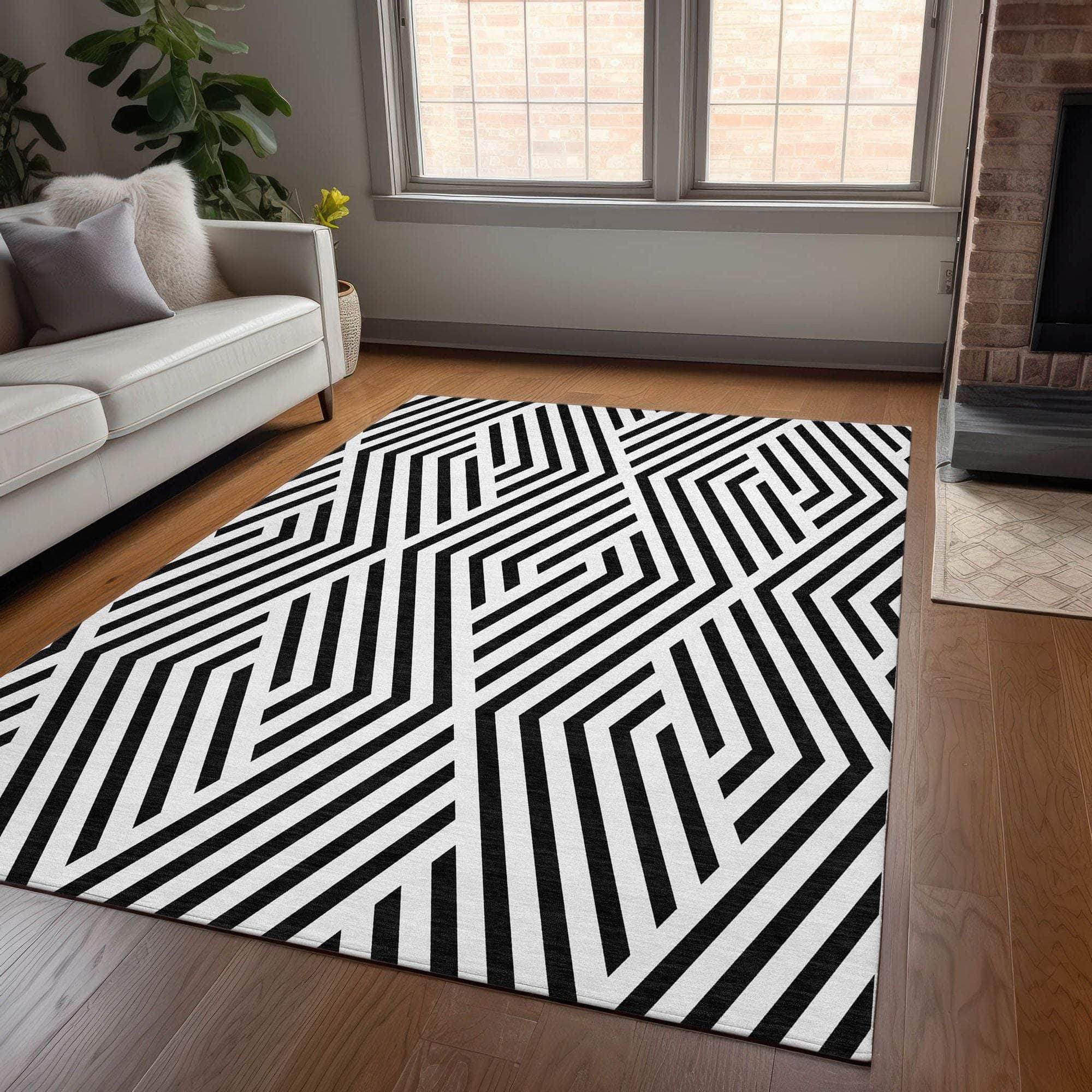 Machine Made ACN550 Black Rugs