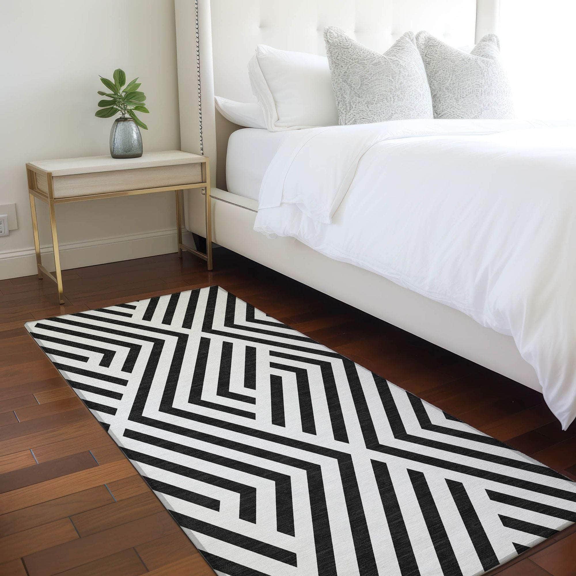 Machine Made ACN550 Black Rugs