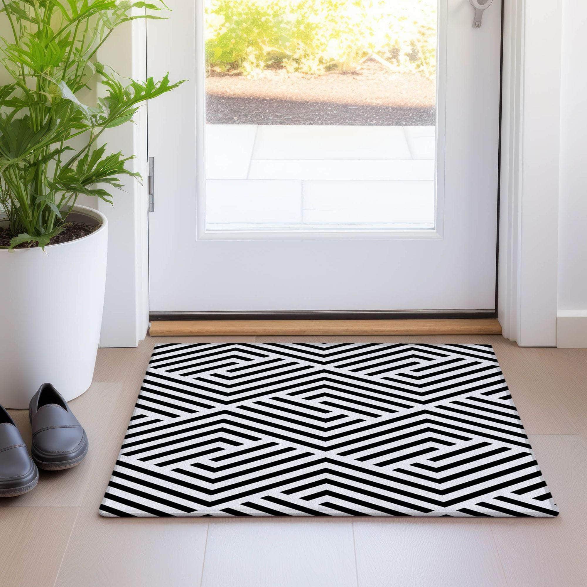 Machine Made ACN550 Black Rugs