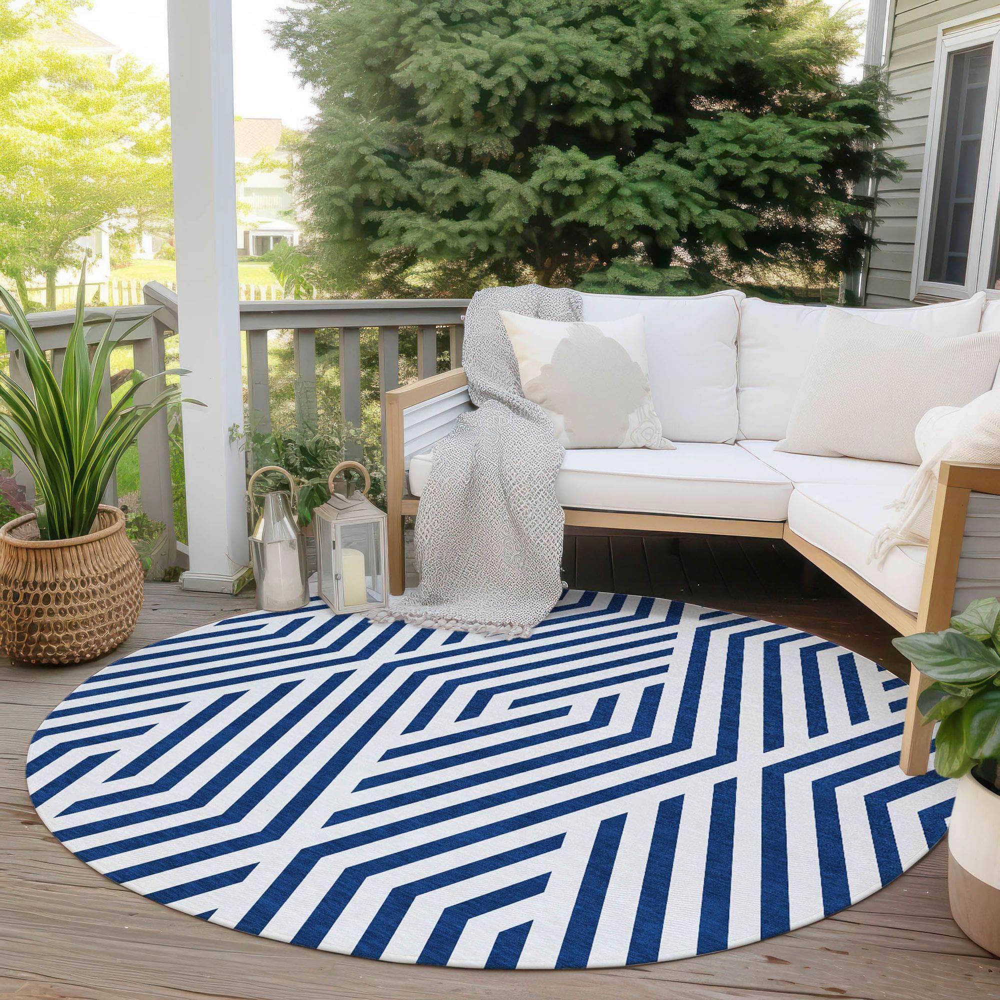 Machine Made ACN550 Navy Blue Rugs