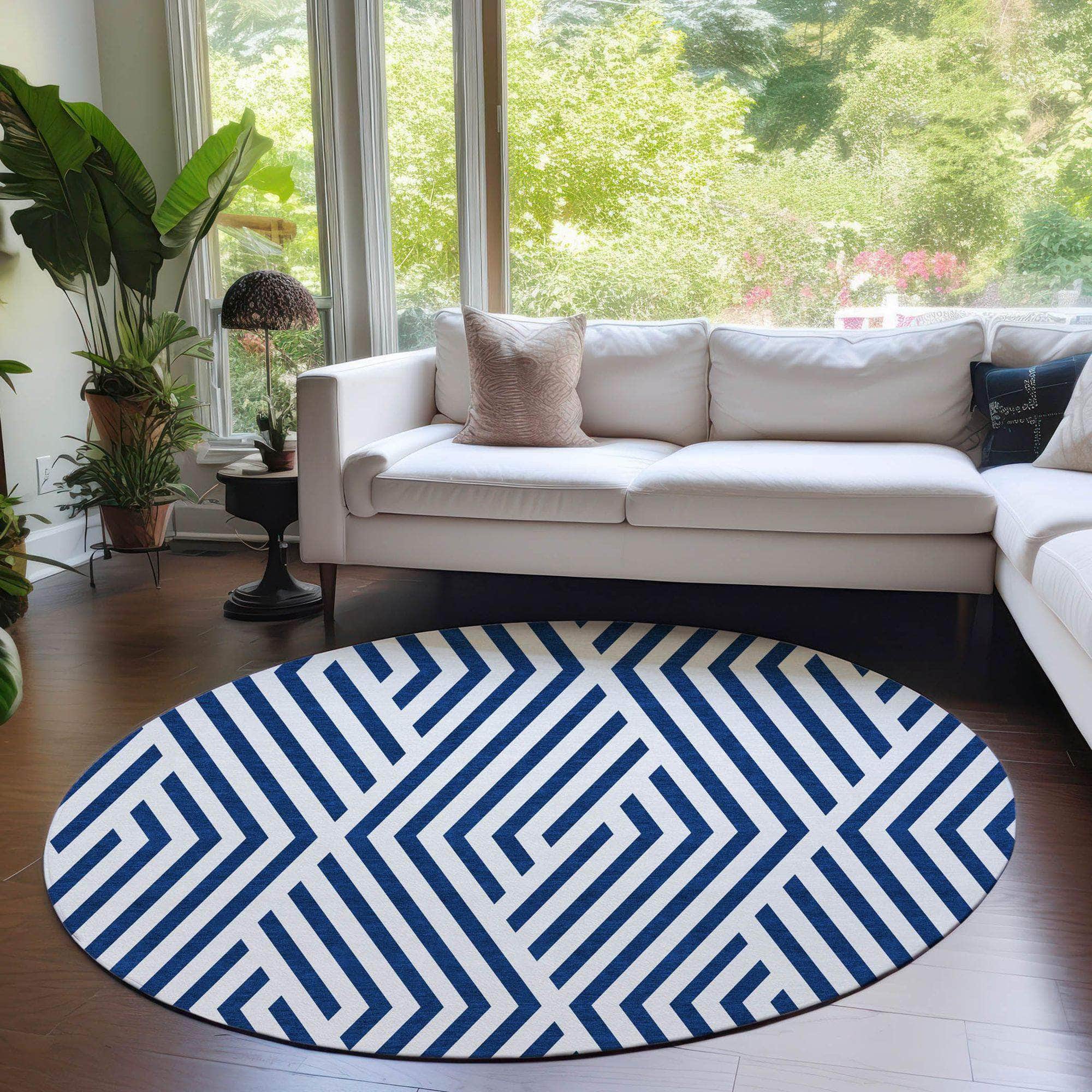 Machine Made ACN550 Navy Blue Rugs
