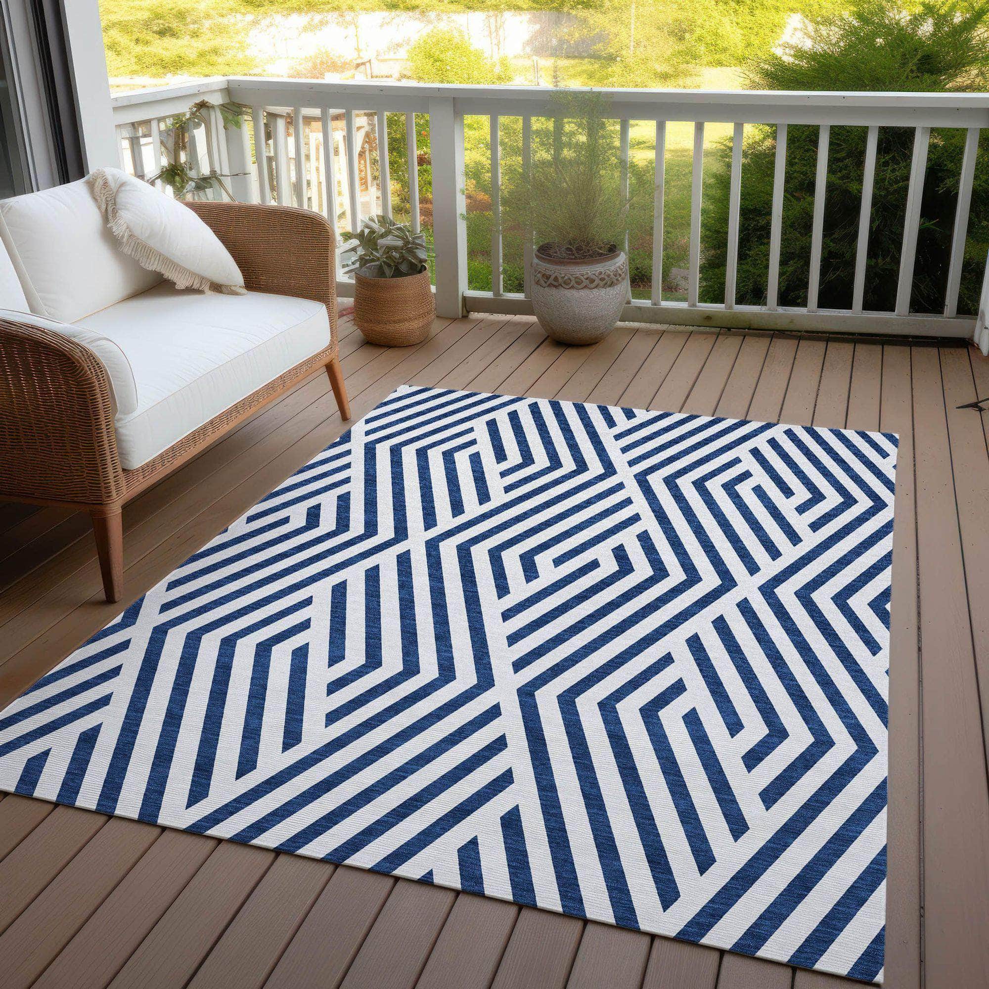 Machine Made ACN550 Navy Blue Rugs