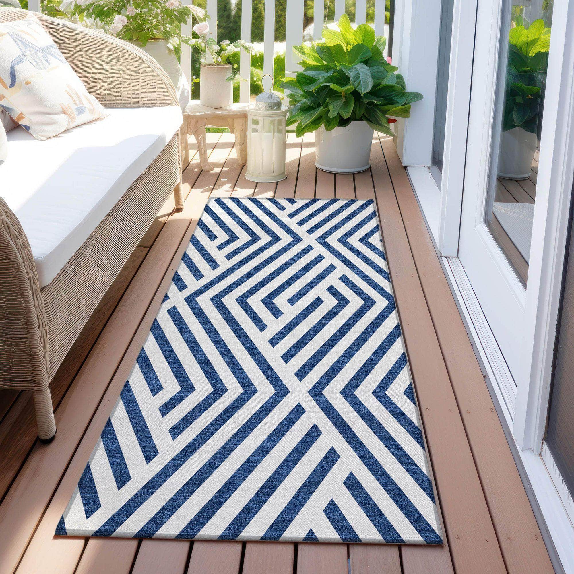 Machine Made ACN550 Navy Blue Rugs