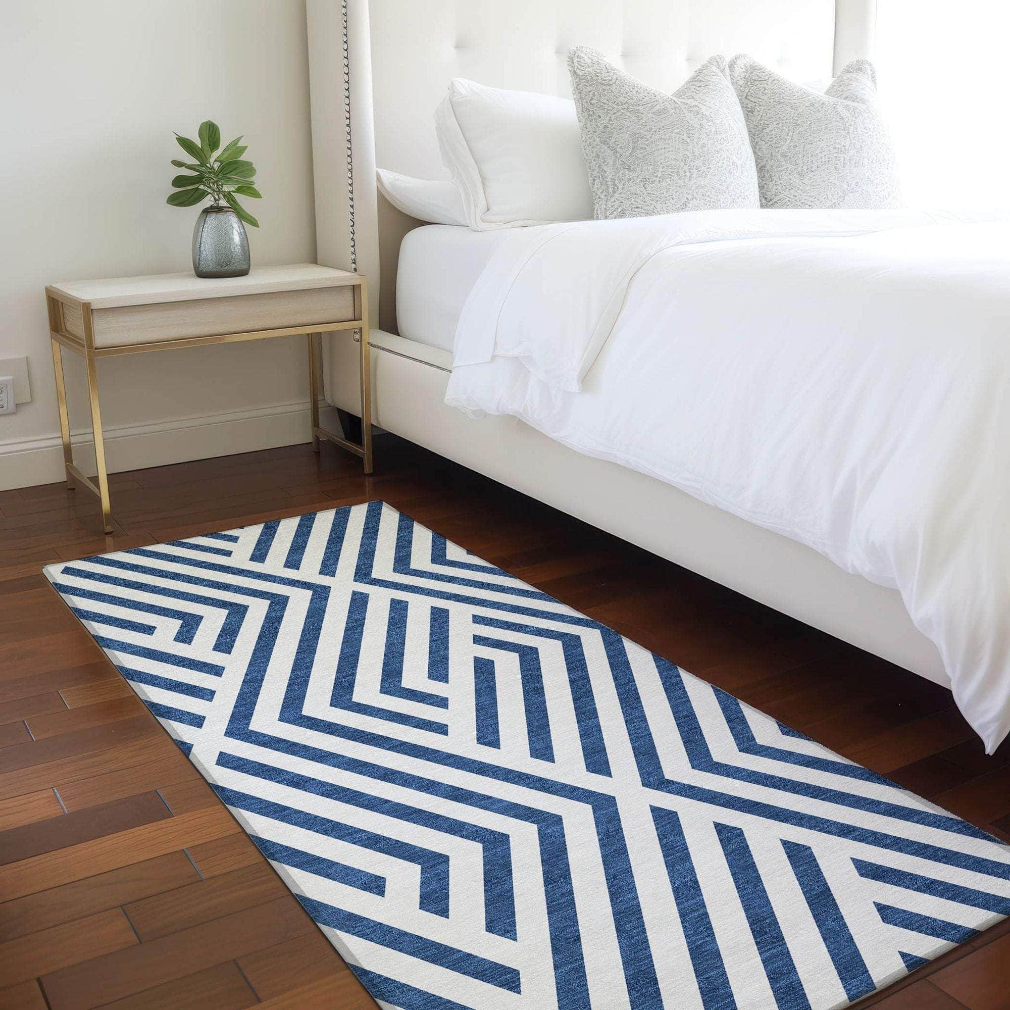 Machine Made ACN550 Navy Blue Rugs