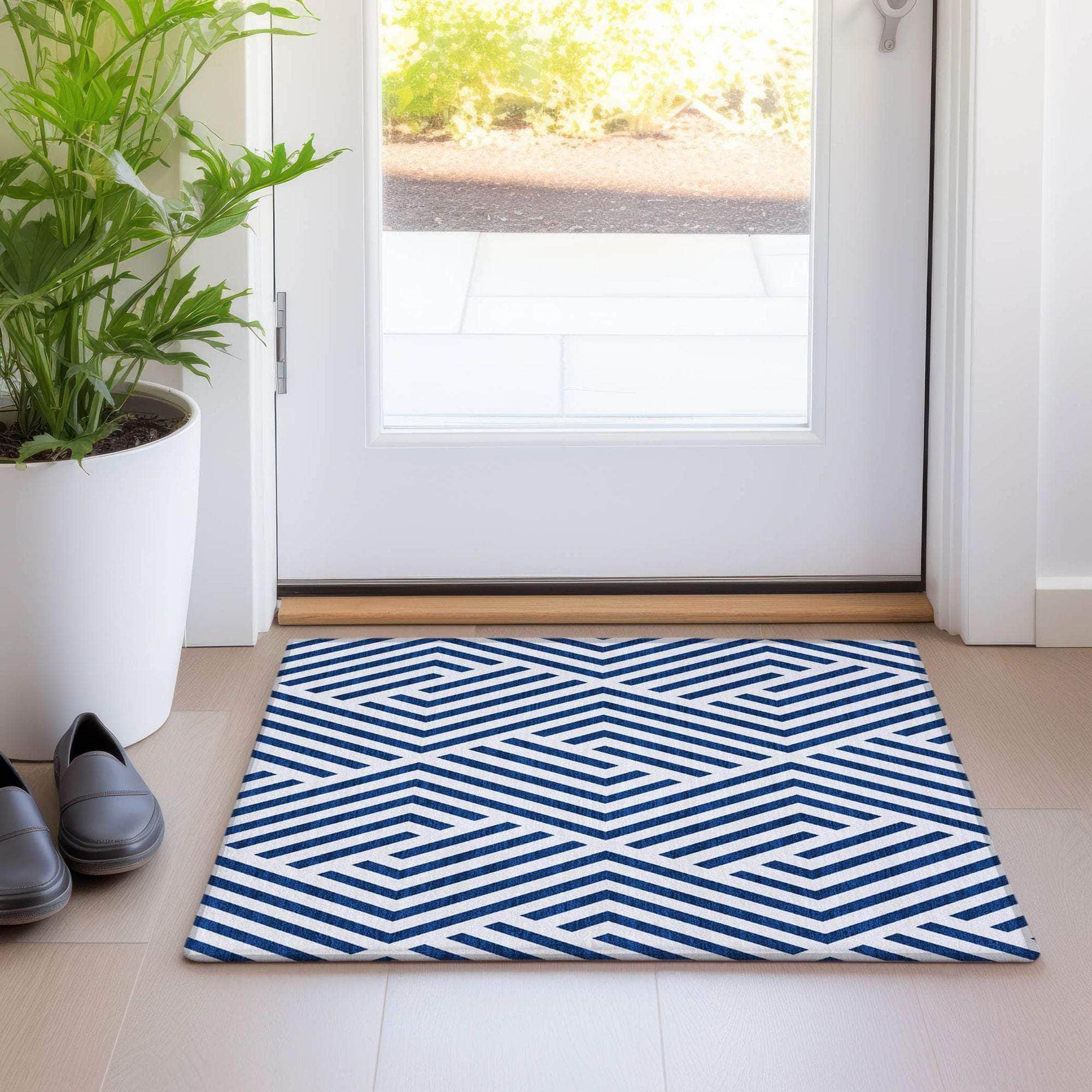 Machine Made ACN550 Navy Blue Rugs