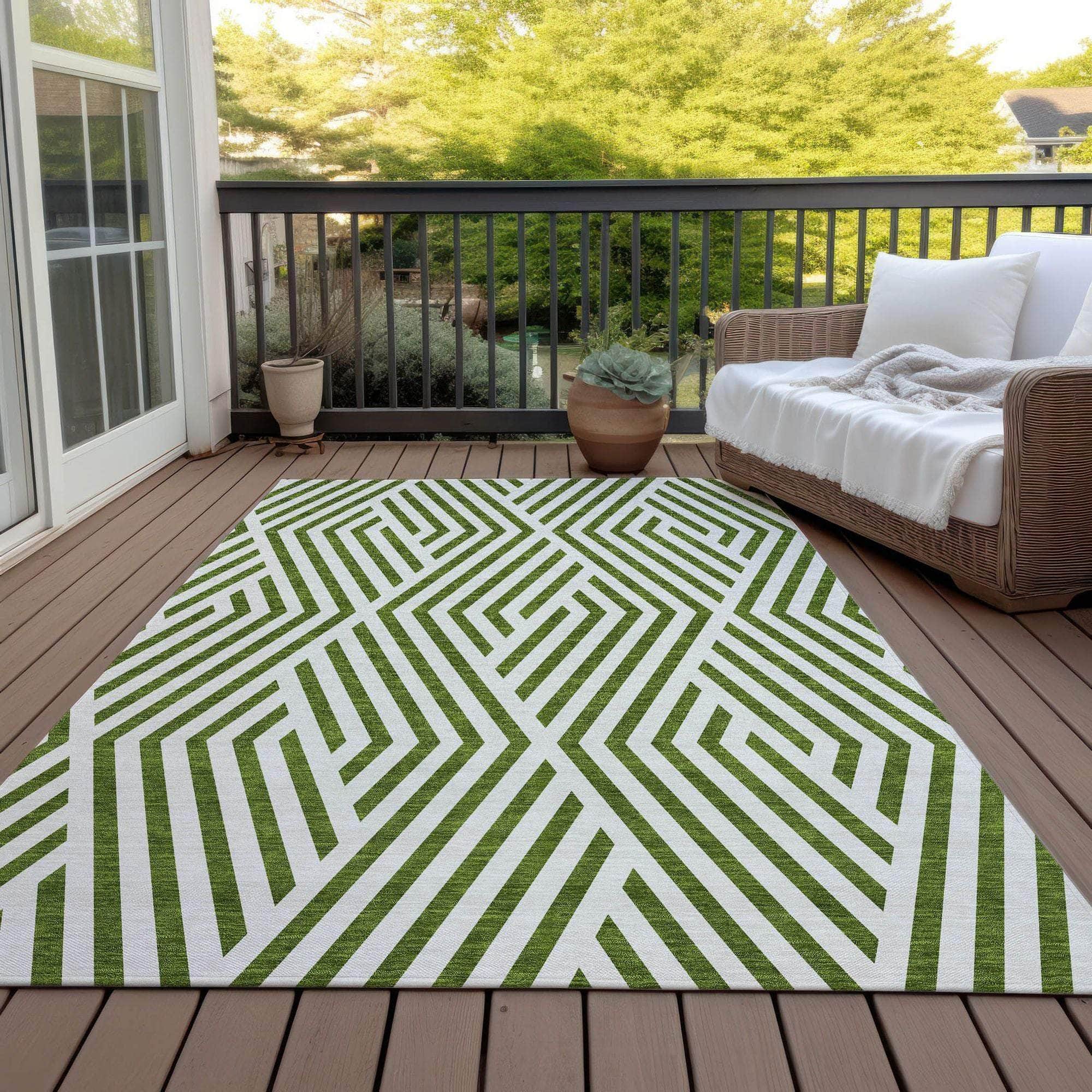 Machine Made ACN550 Olive Green Rugs