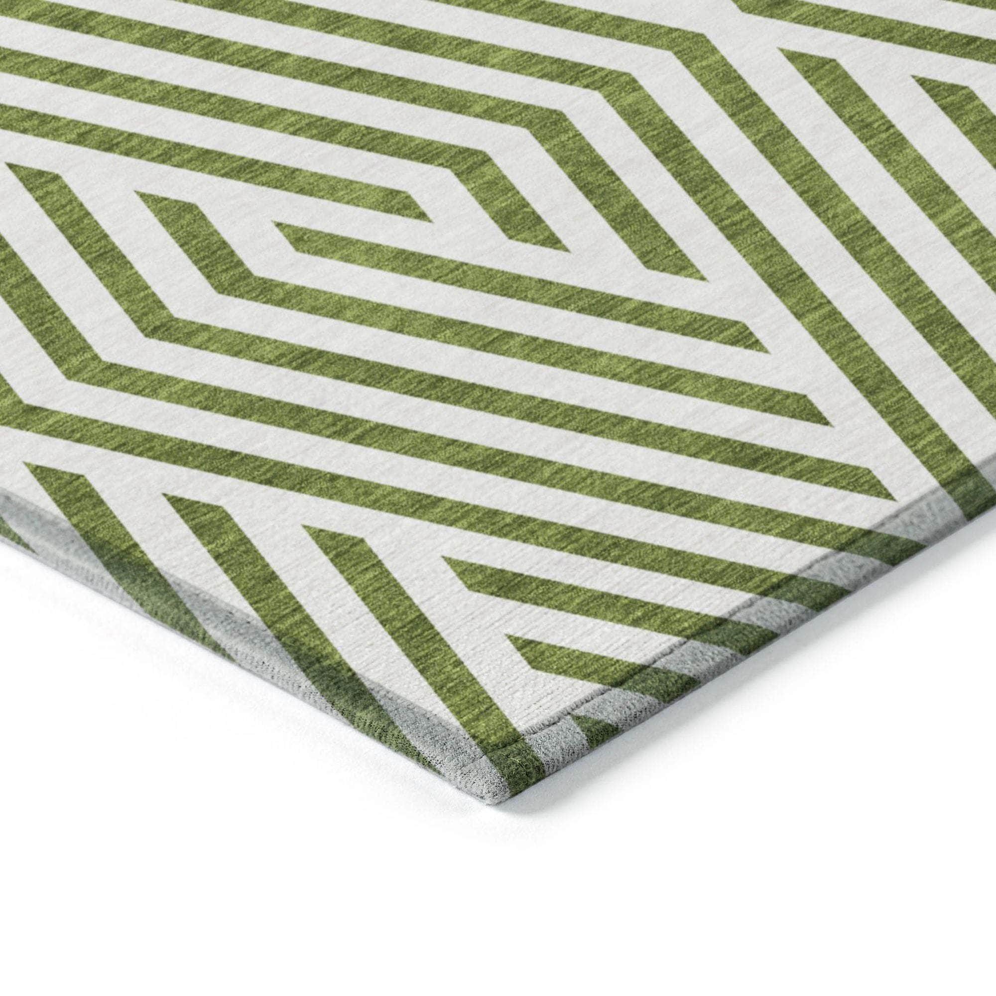 Machine Made ACN550 Olive Green Rugs
