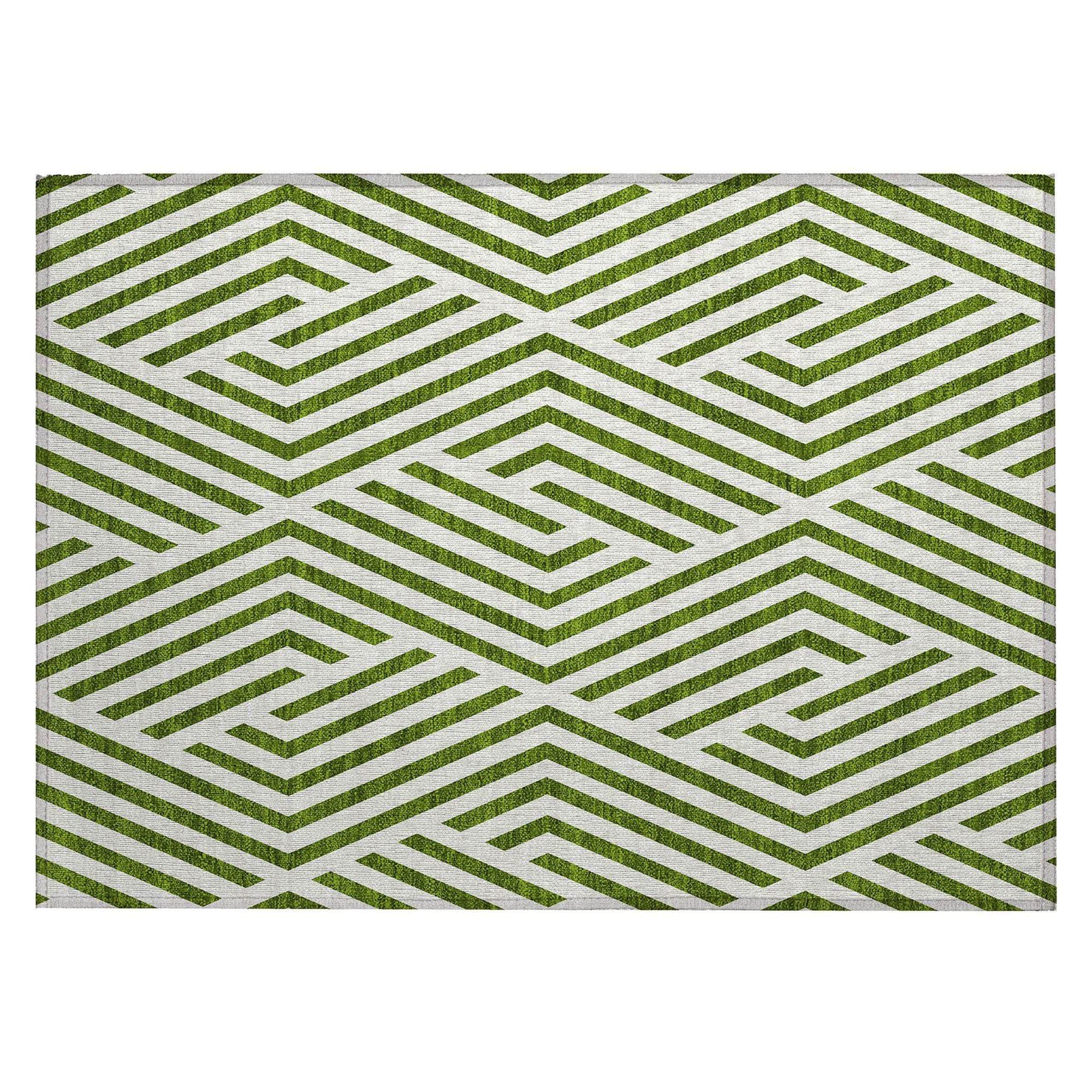 Machine Made ACN550 Olive Green Rugs