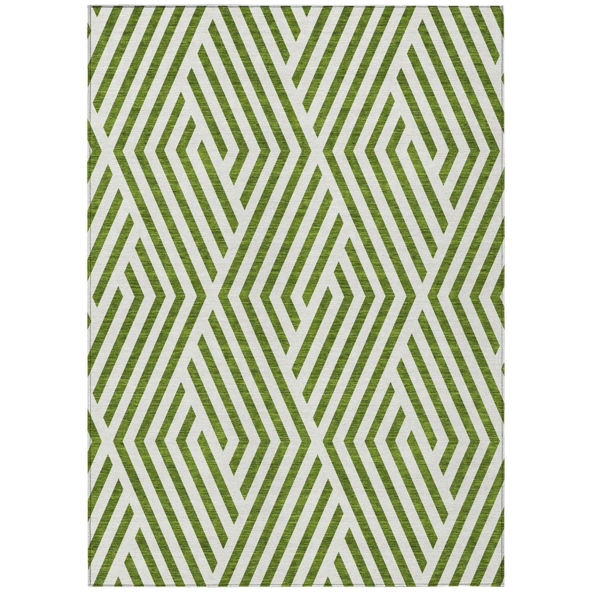 Machine Made ACN550 Olive Green Rugs