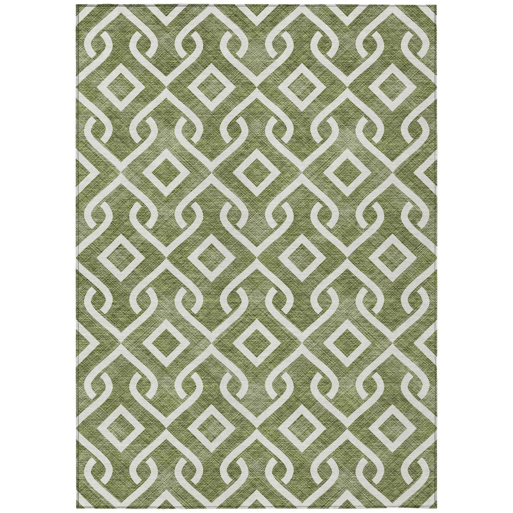 Machine Made ACN621 Olive Green Rugs