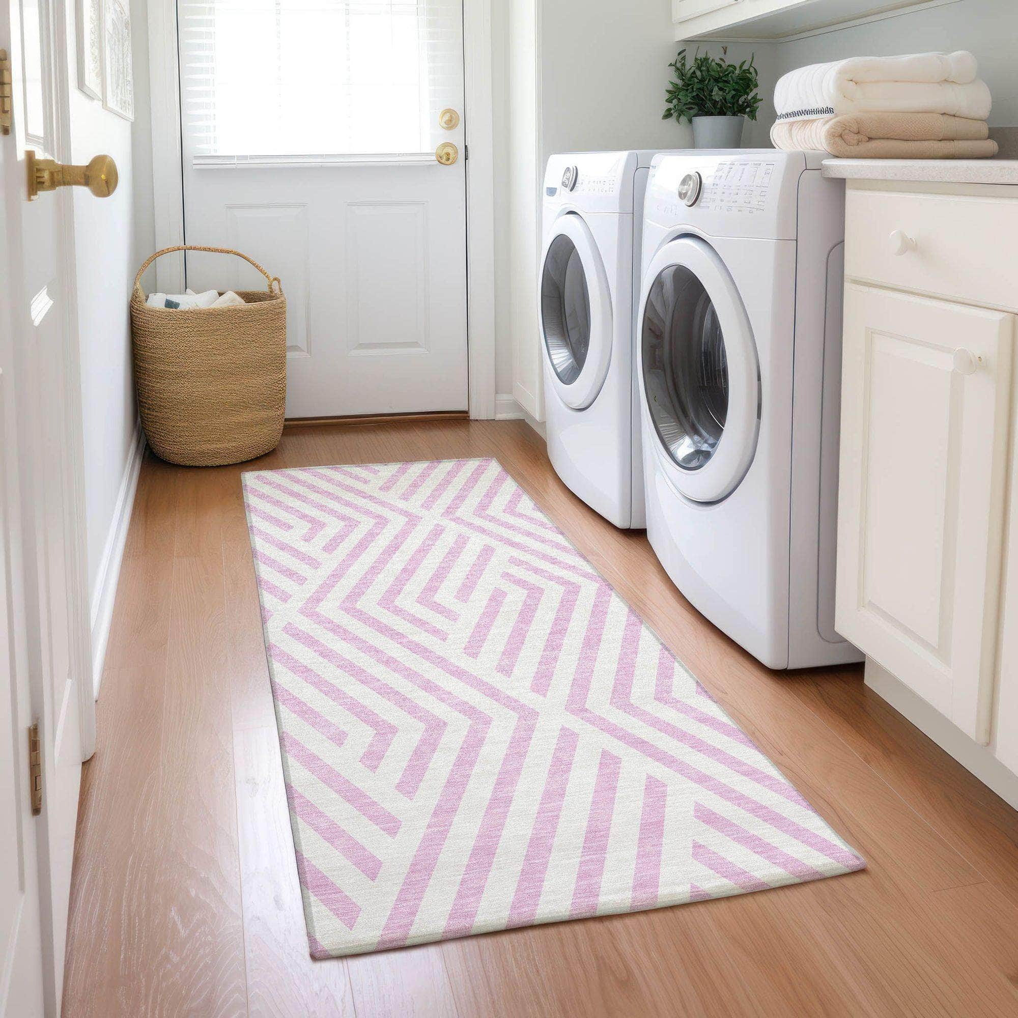 Machine Made ACN550 Pink Rugs