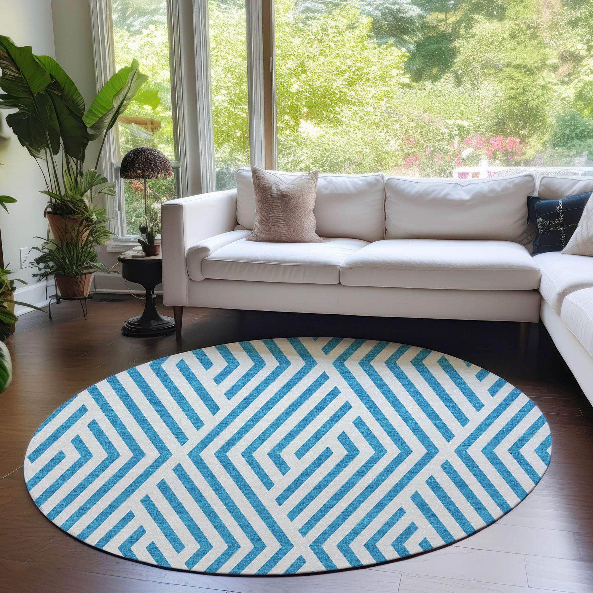 Machine Made ACN550 Teal Rugs