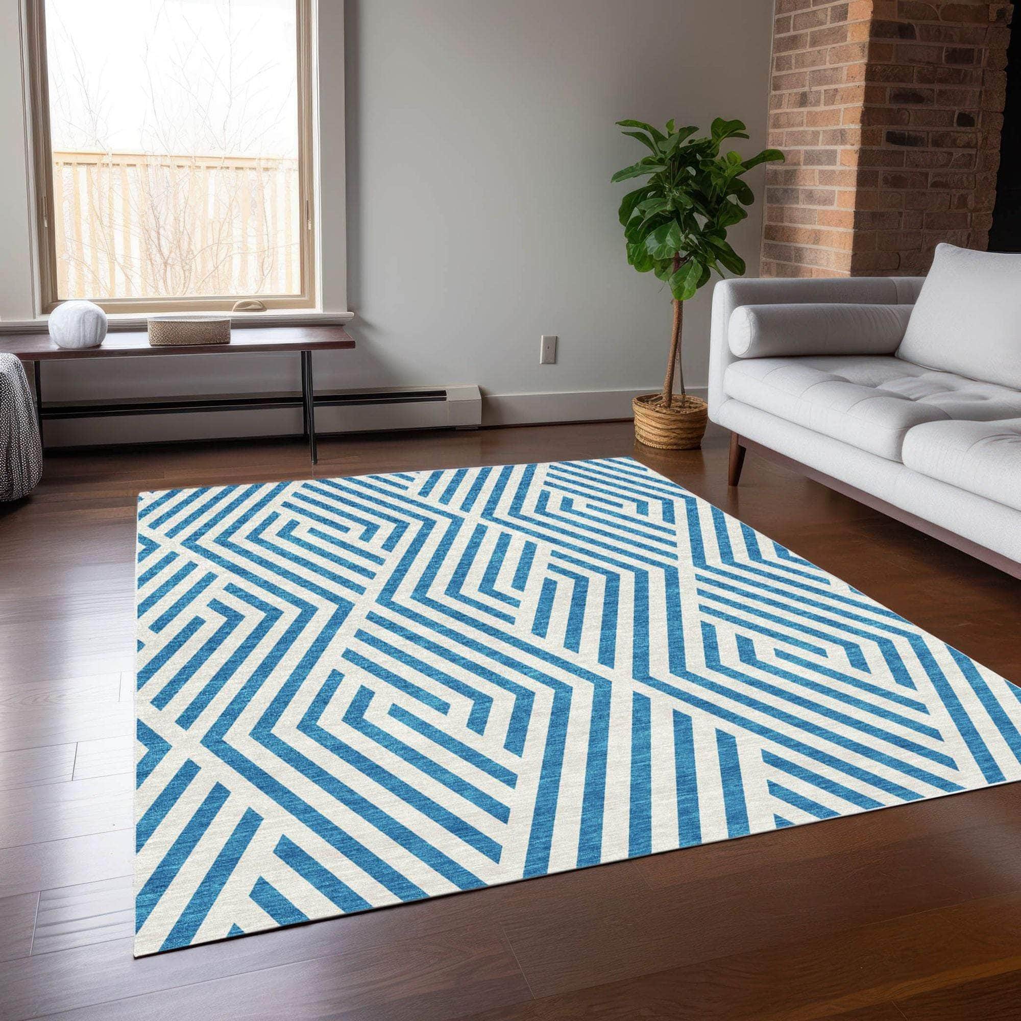 Machine Made ACN550 Teal Rugs