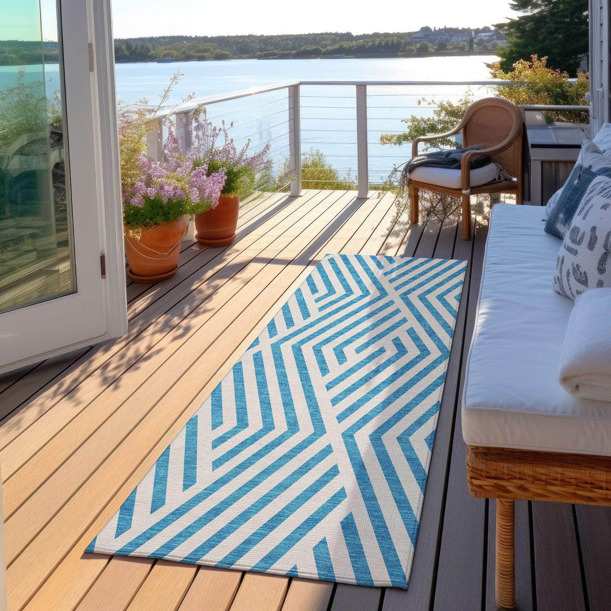 Machine Made ACN550 Teal Rugs