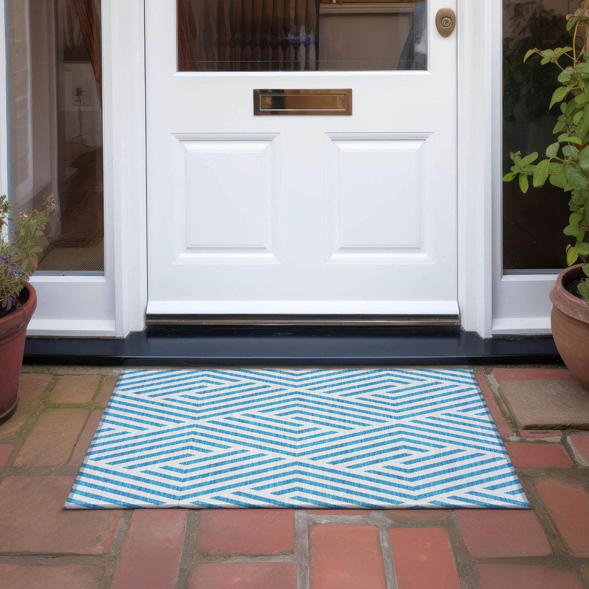 Machine Made ACN550 Teal Rugs