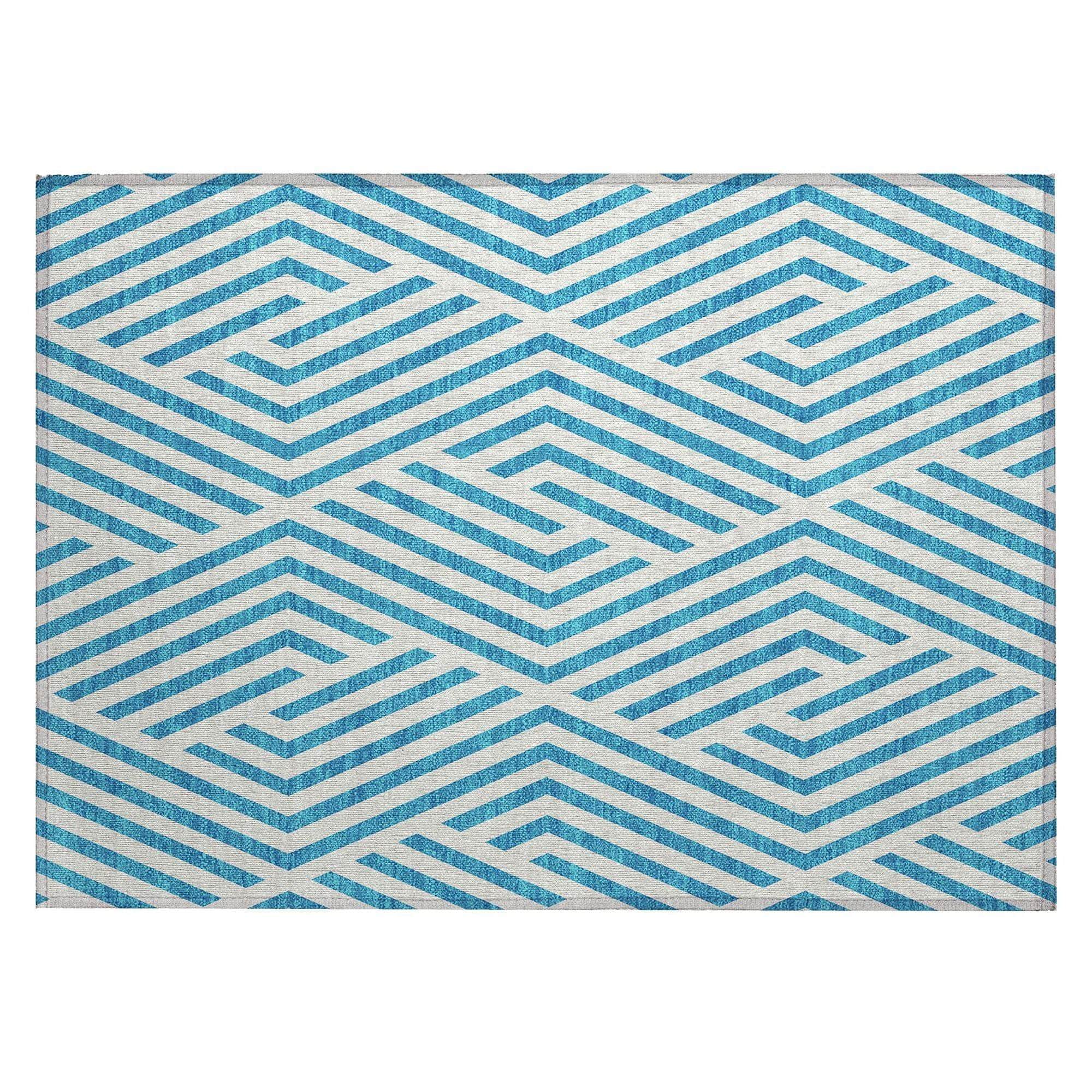 Machine Made ACN550 Teal Rugs