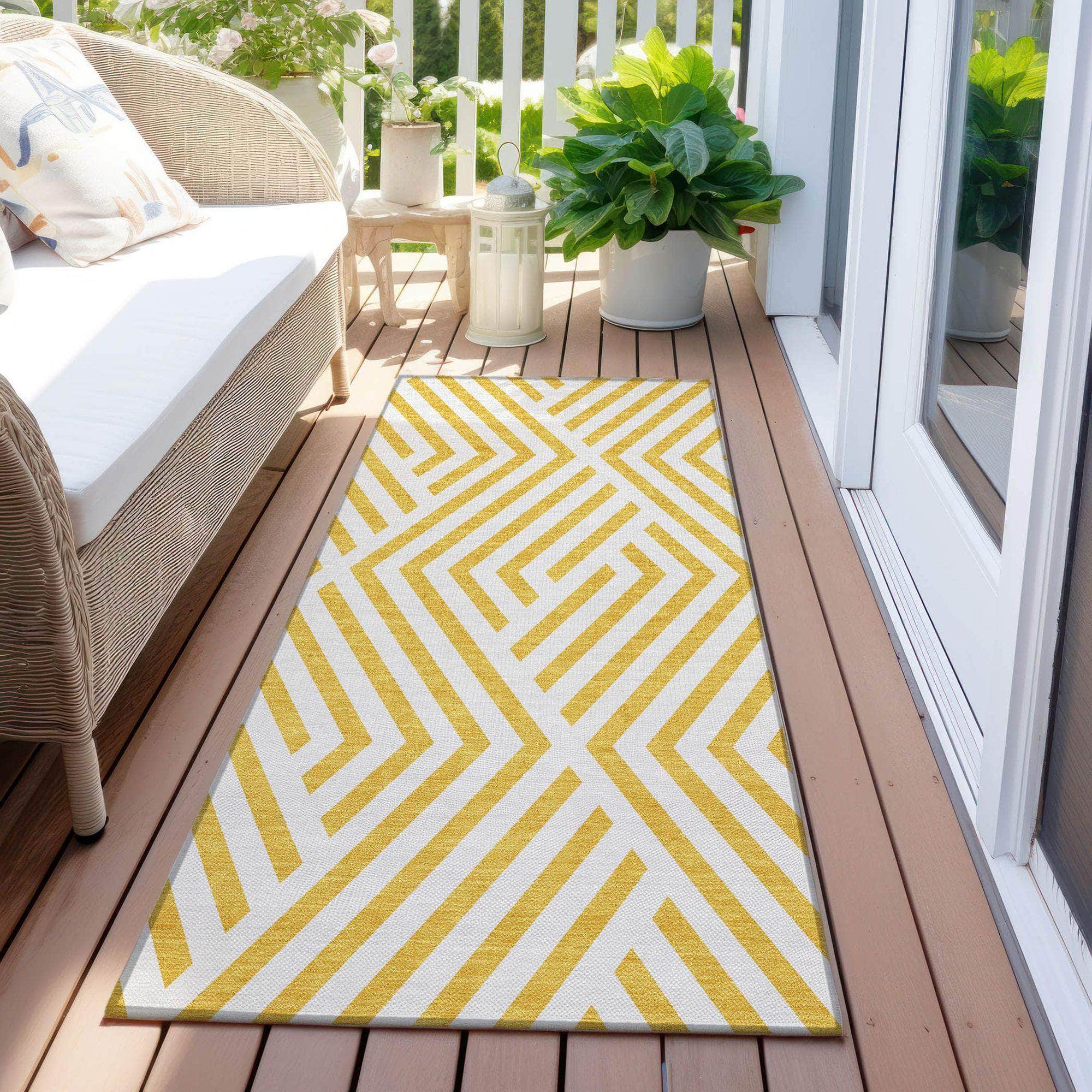 Machine Made ACN550 Yellow Gold Rugs