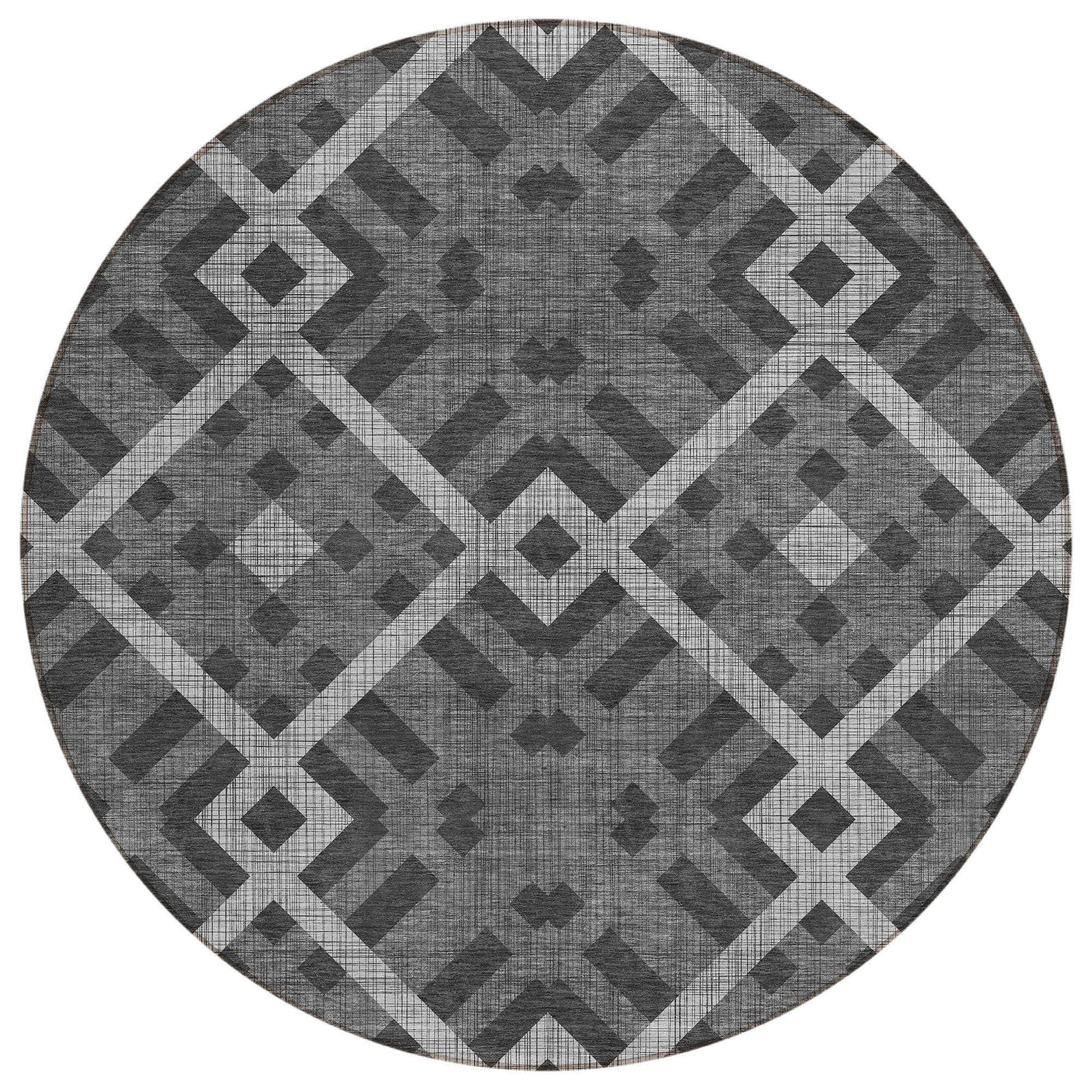 Machine Made ACN616 Charcoal Gray Rugs