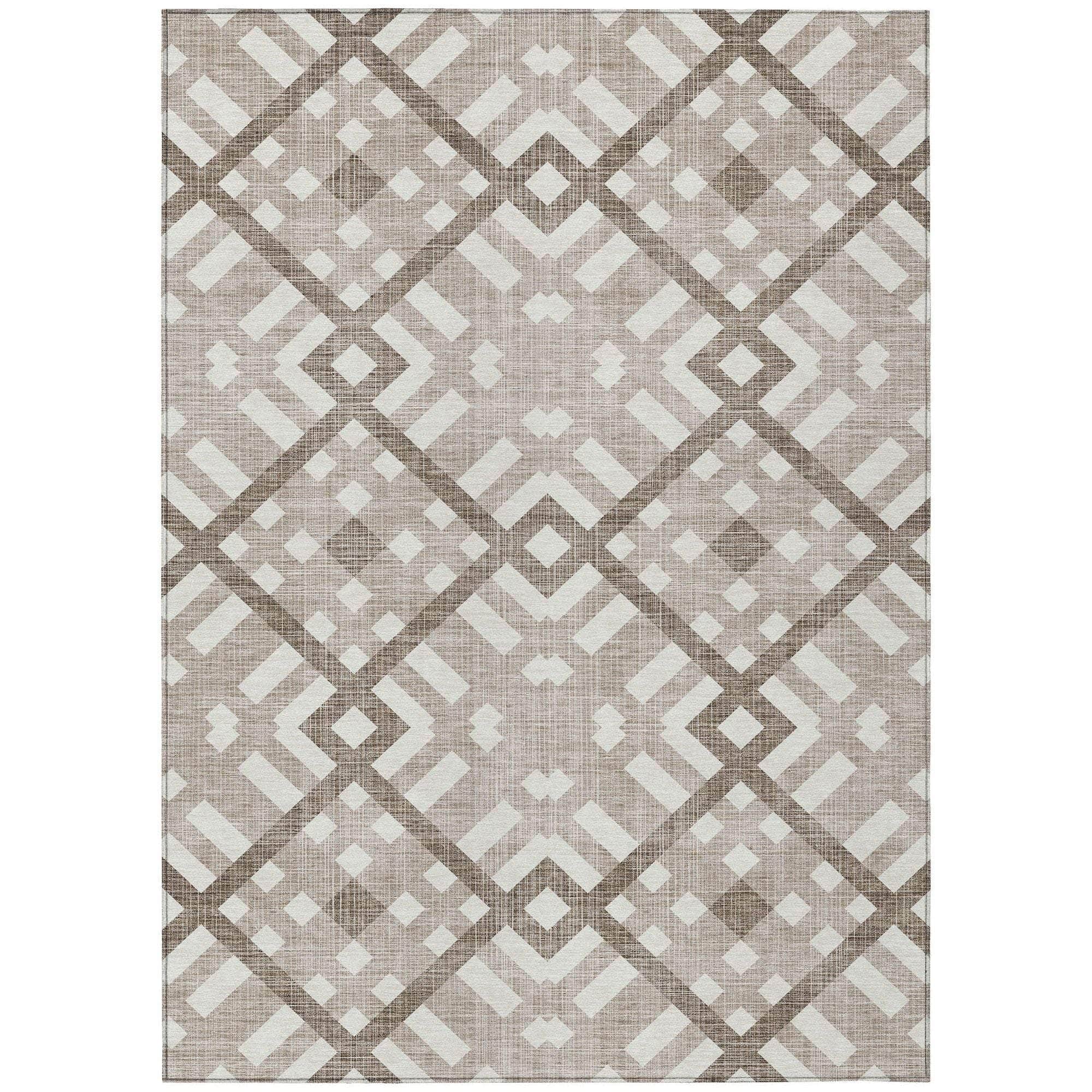 Machine Made ACN616 Taupe Brown Rugs