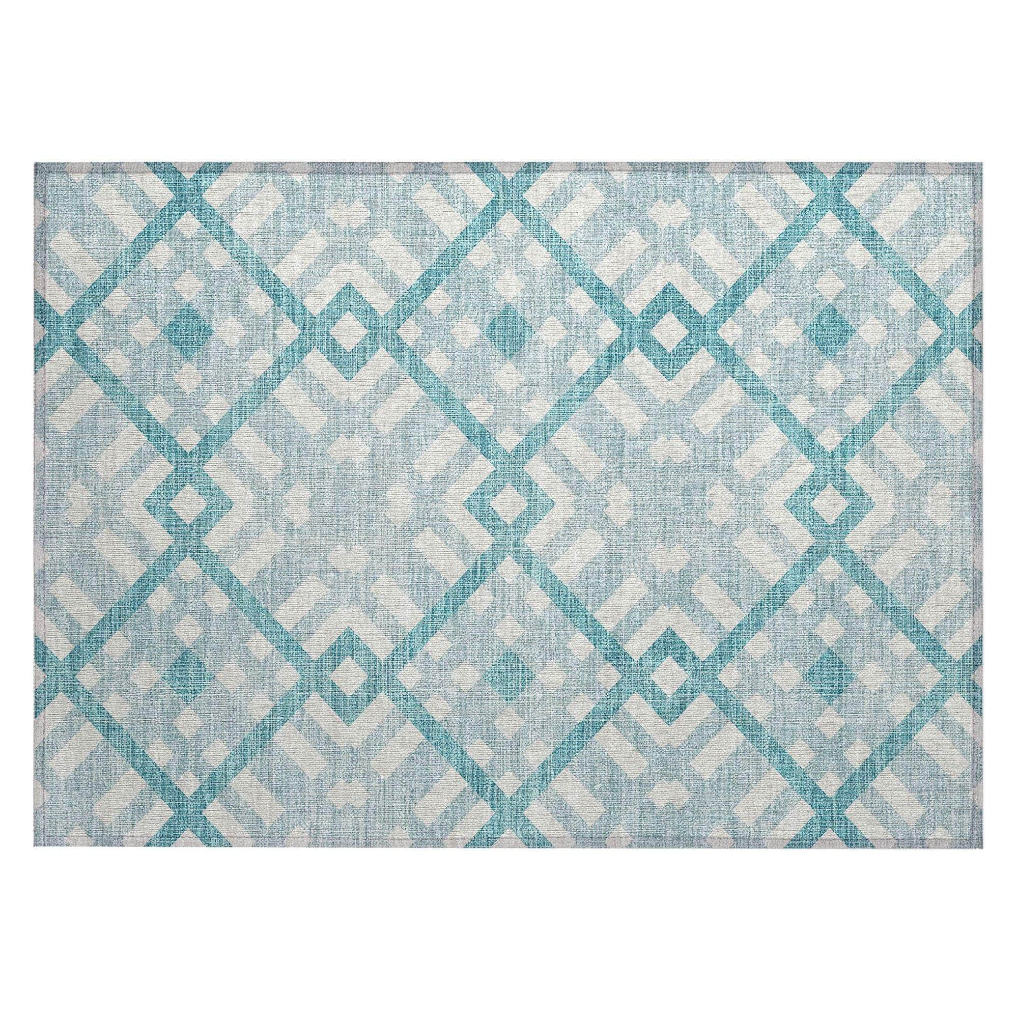 Machine Made ACN616 Teal Rugs