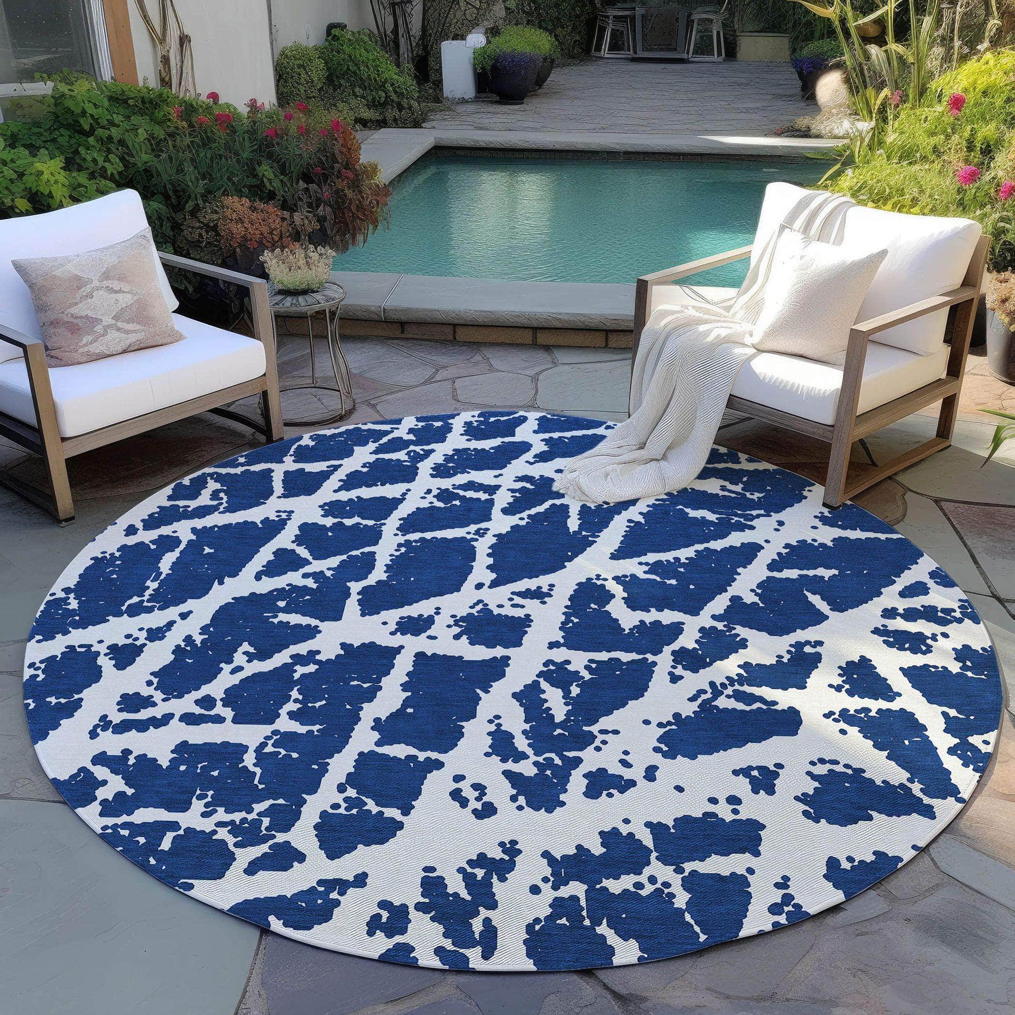 Machine Made ACN501 Navy Blue Rugs