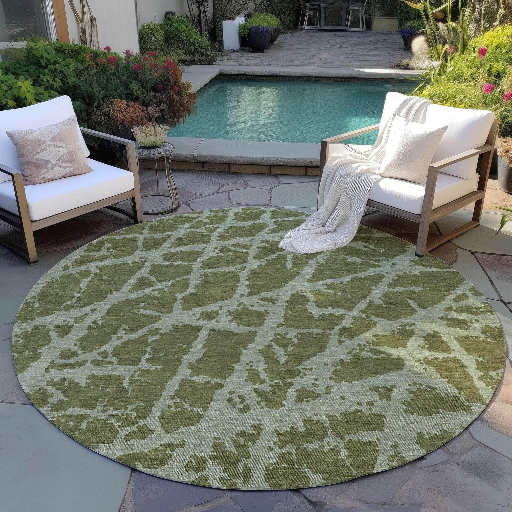 Machine Made ACN501 Olive Green Rugs