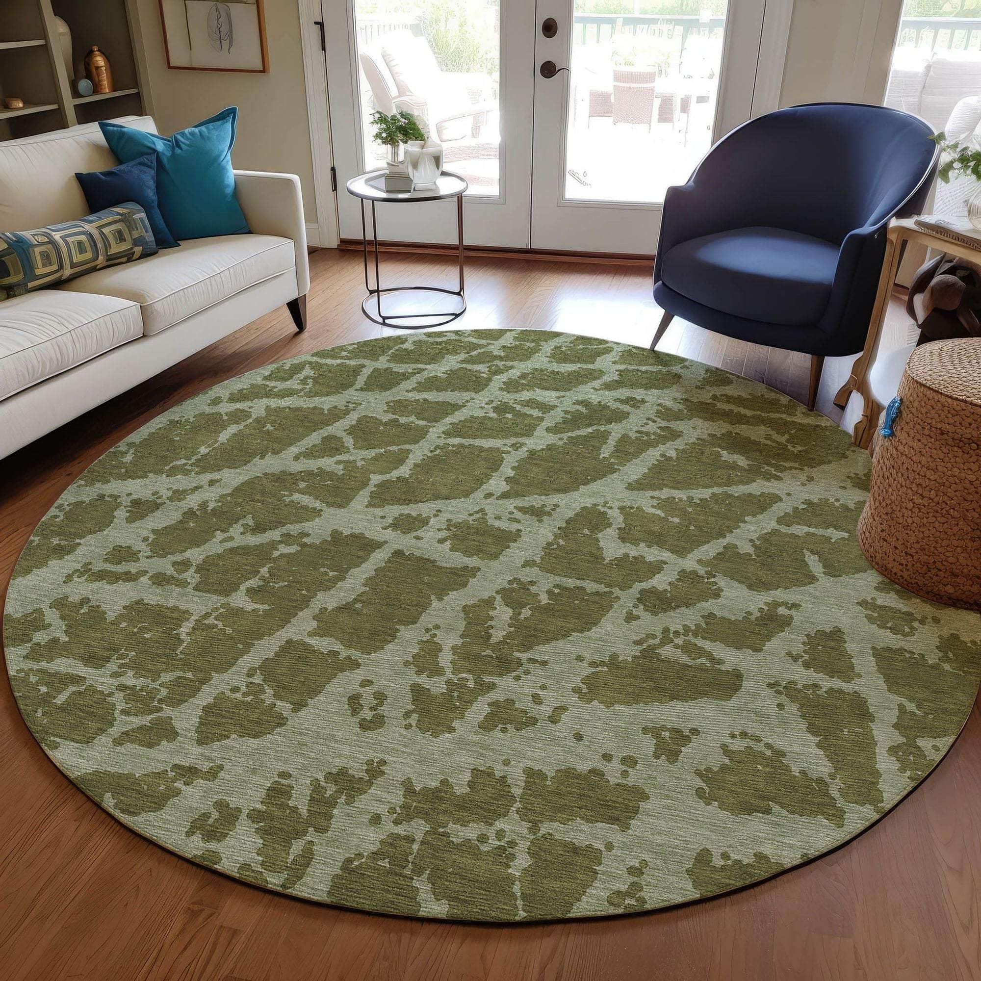 Machine Made ACN501 Olive Green Rugs