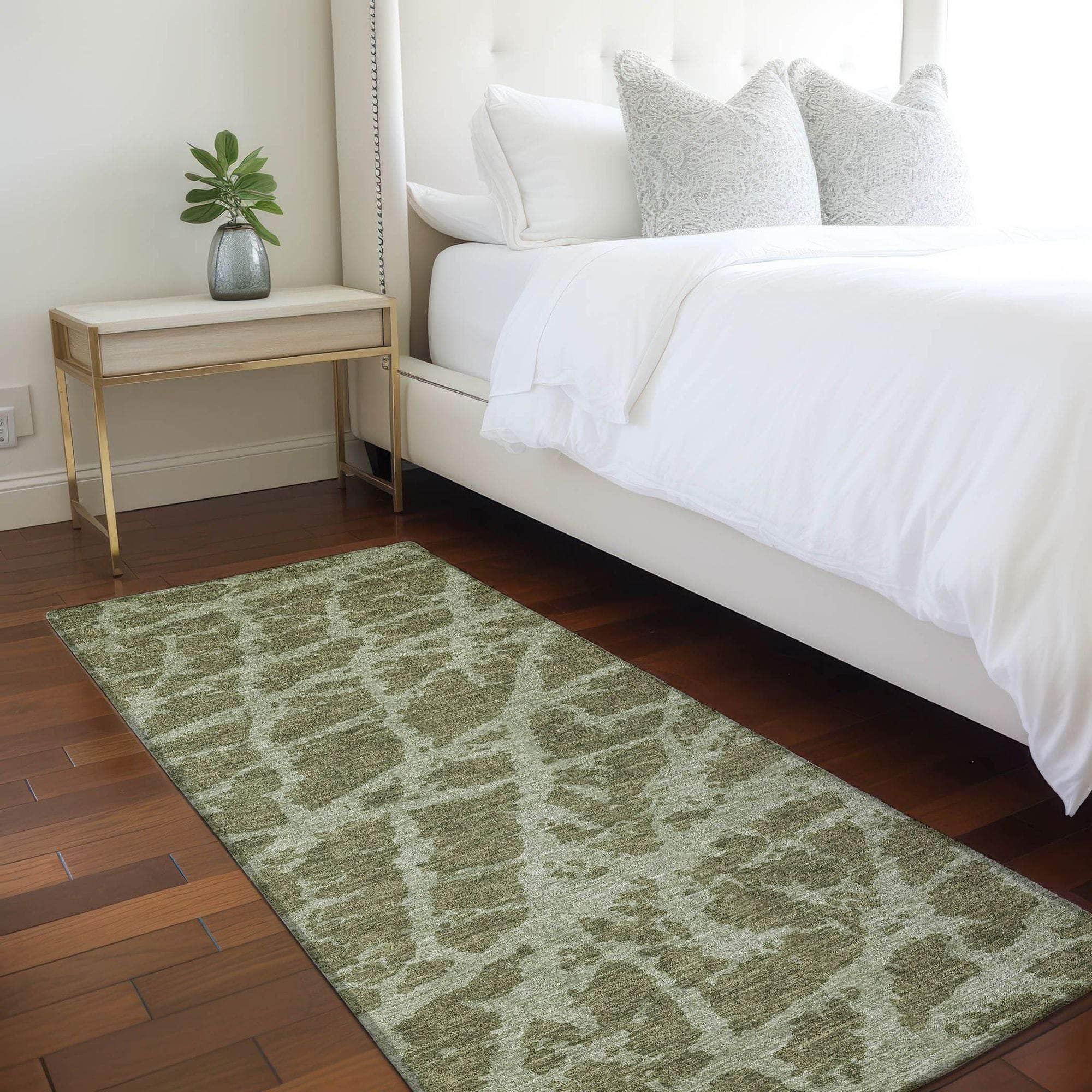 Machine Made ACN501 Olive Green Rugs