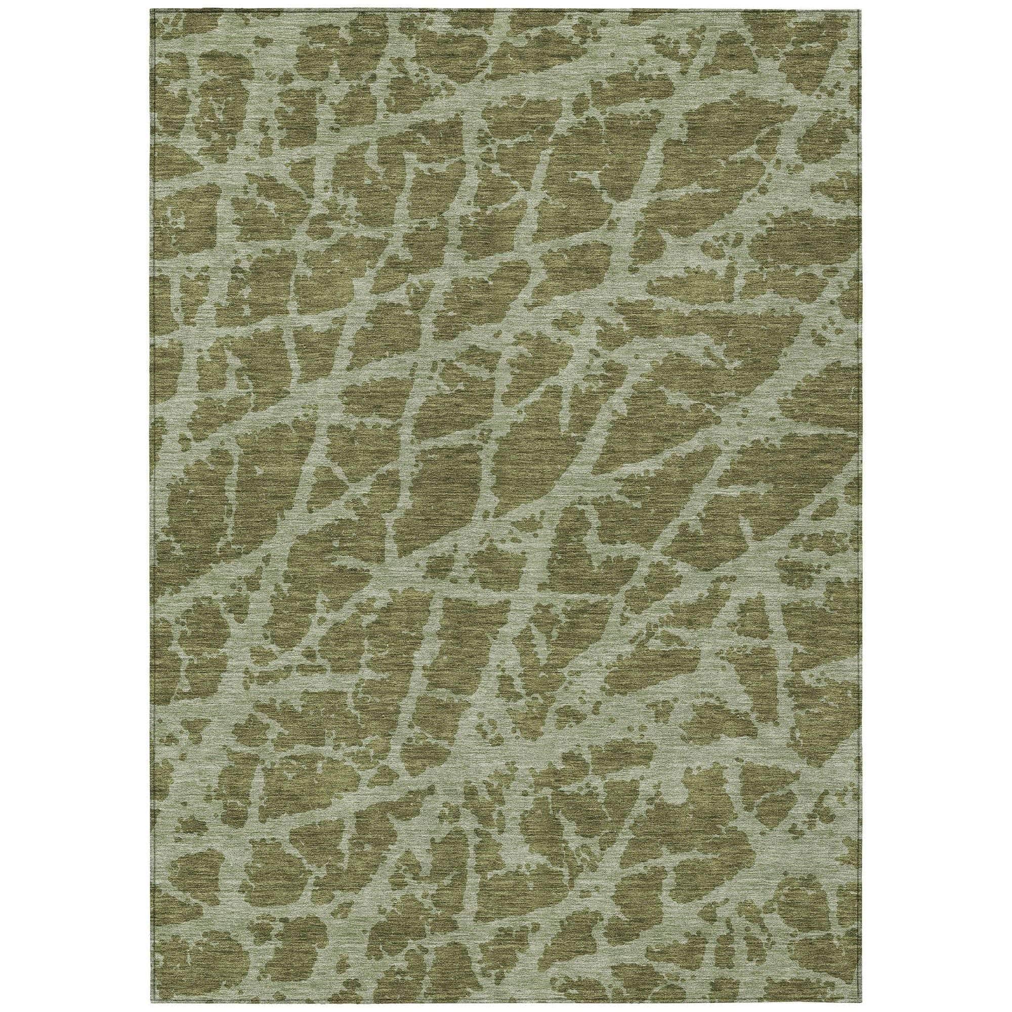Machine Made ACN501 Olive Green Rugs