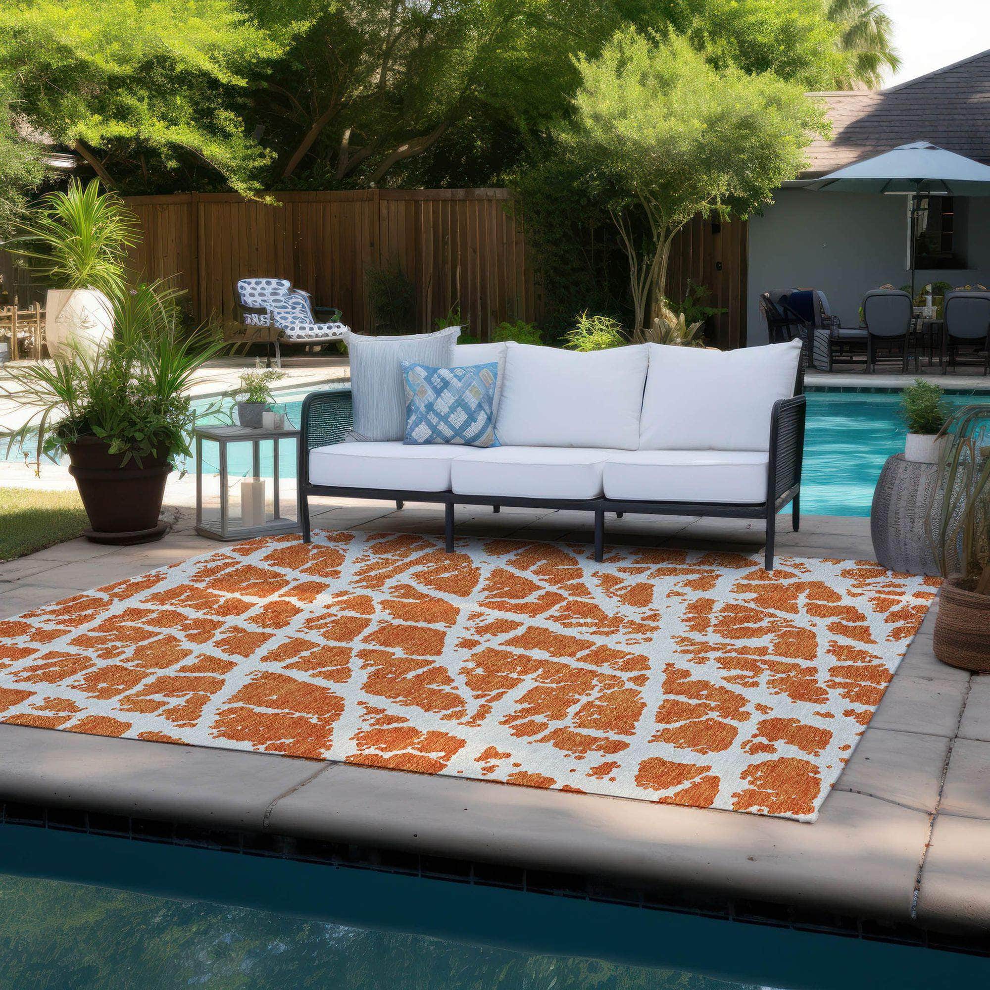 Machine Made ACN501 Orange Rugs