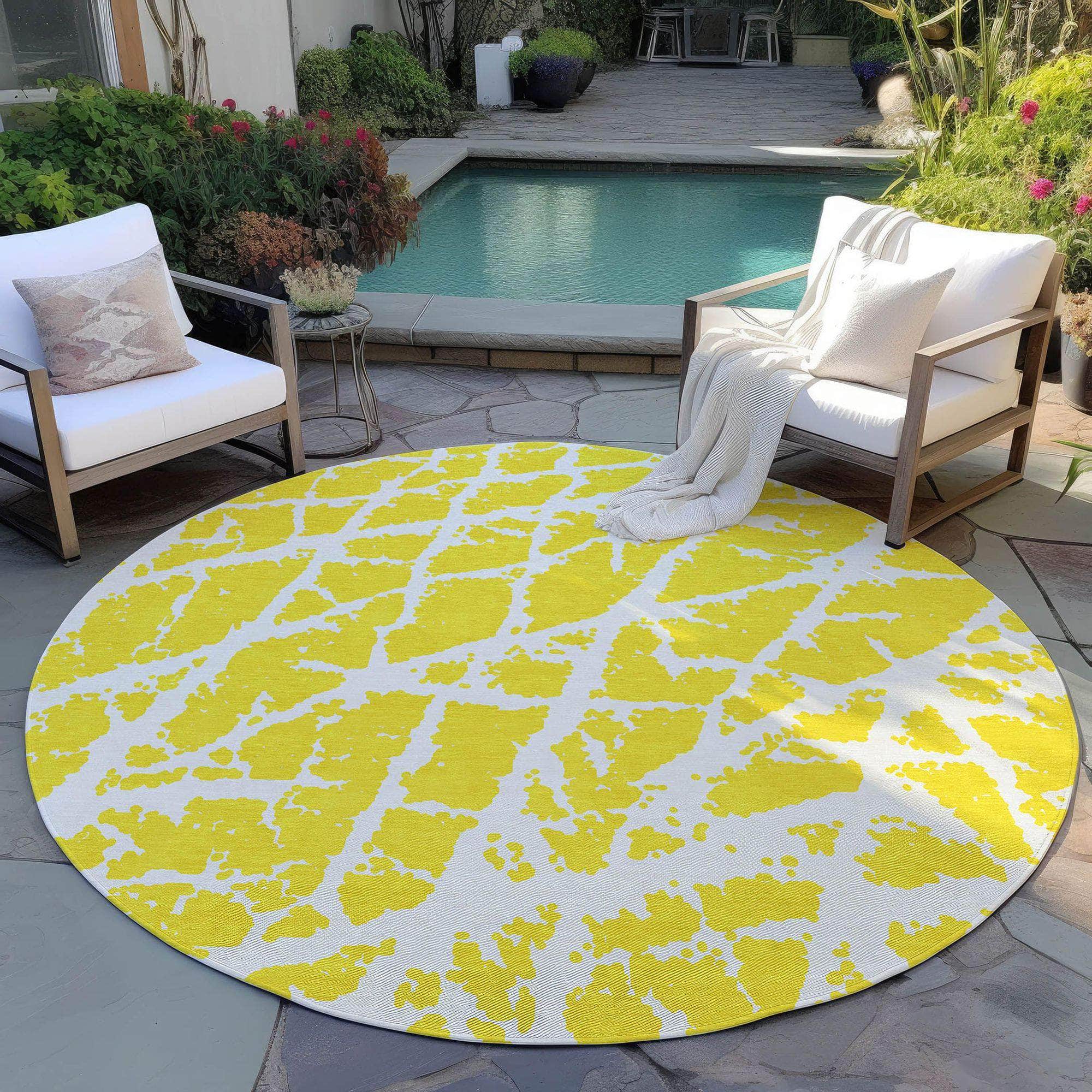 Machine Made ACN501 Yellow Gold Rugs