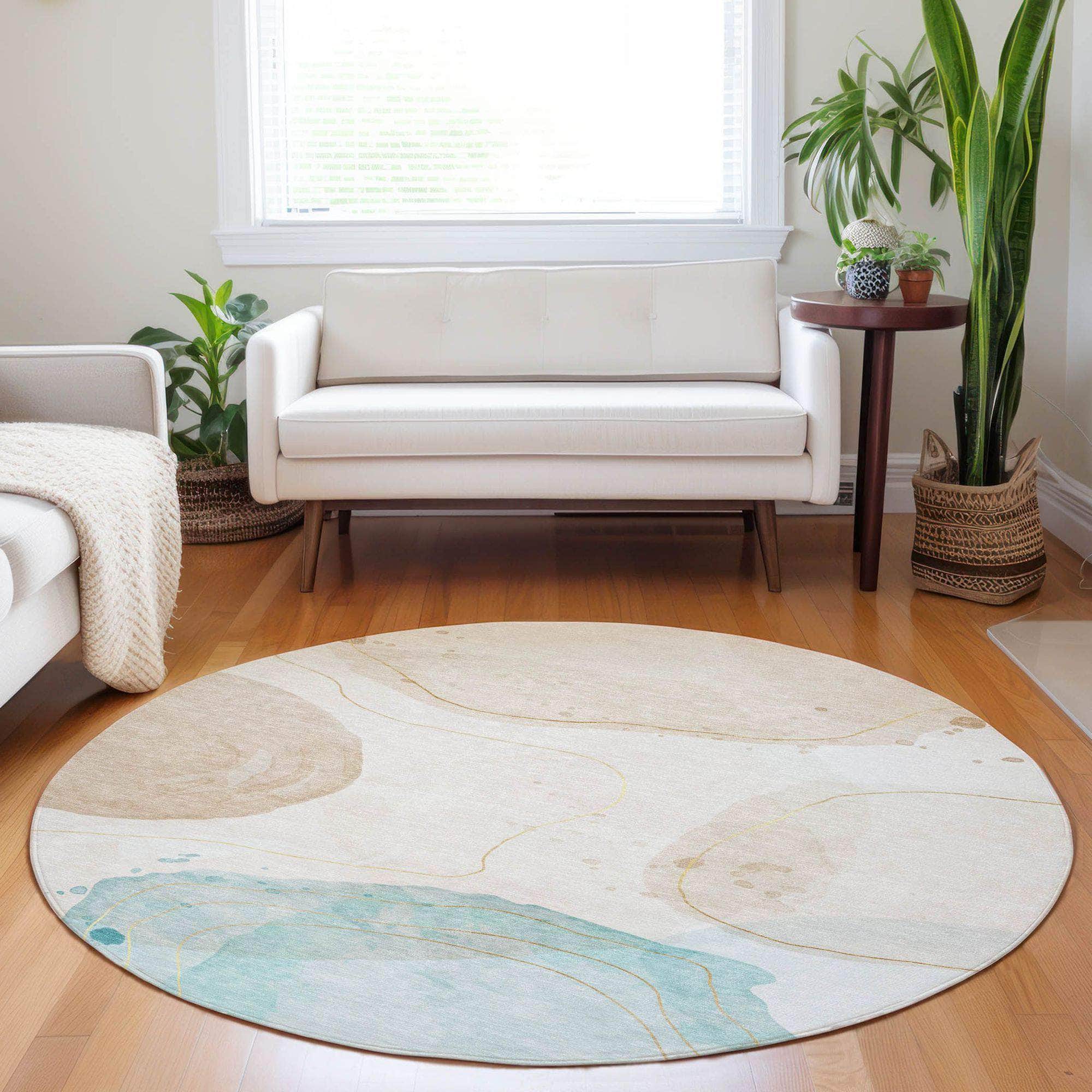 Machine Made ACN546 Beige Brown Rugs