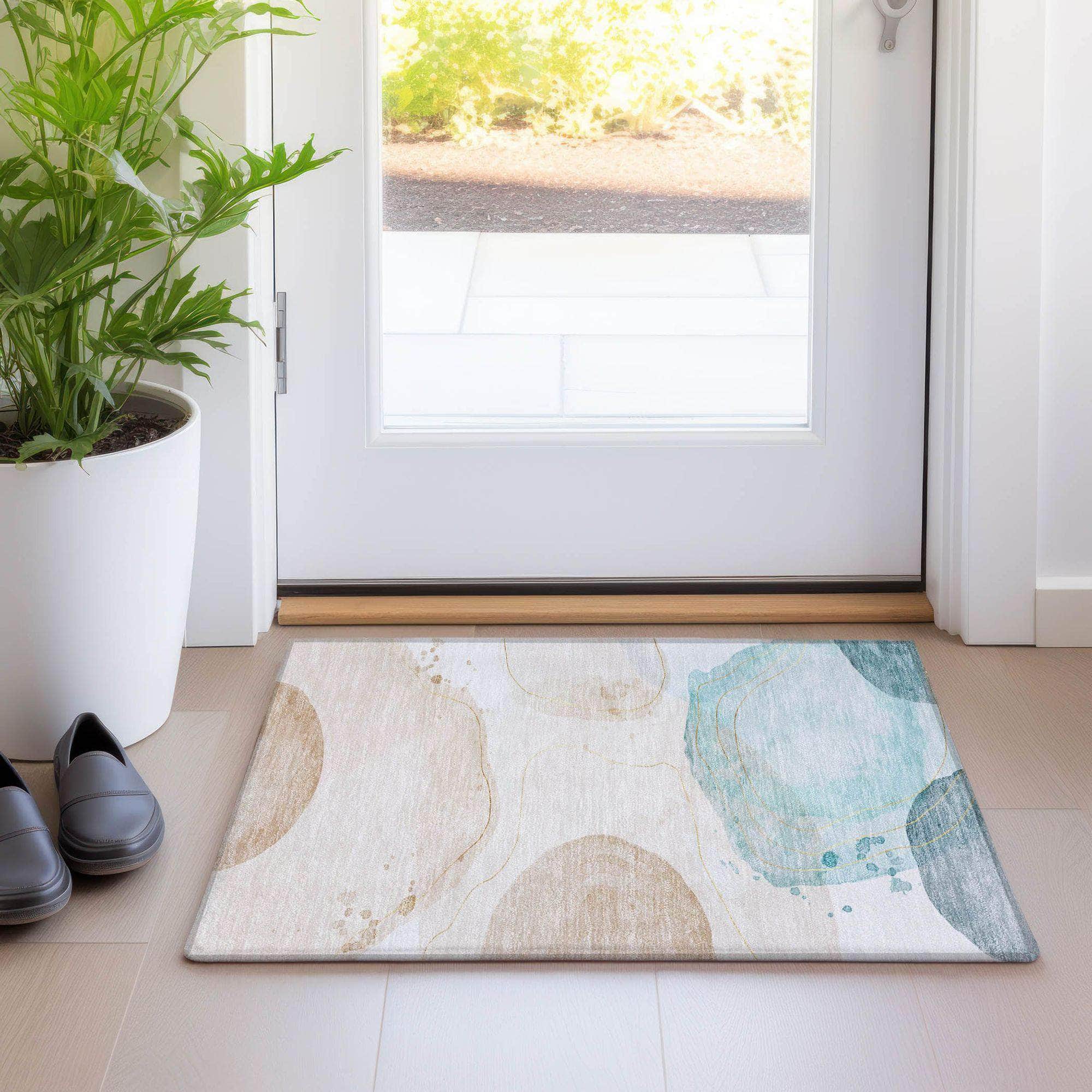 Machine Made ACN546 Beige Brown Rugs