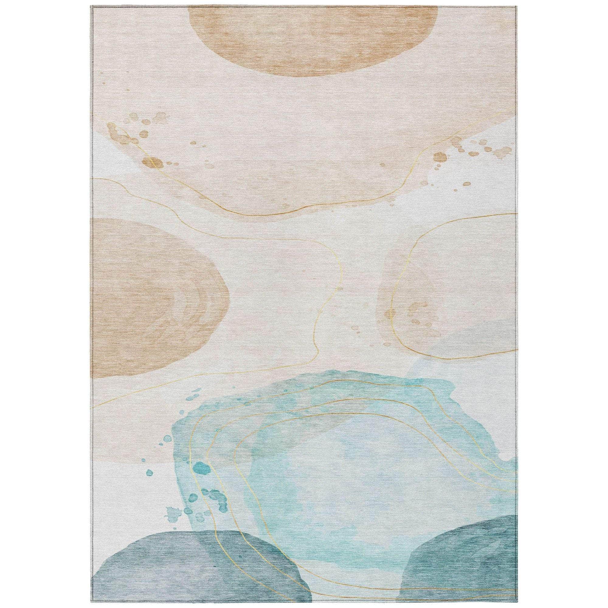 Machine Made ACN546 Beige Brown Rugs