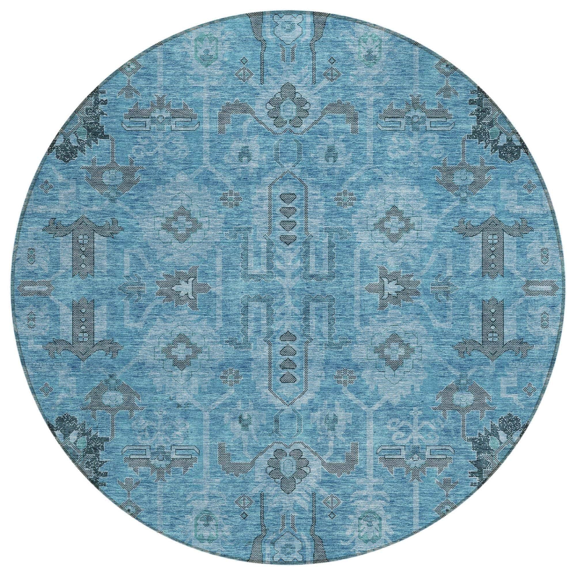 Machine Made ACN697 Blue Rugs