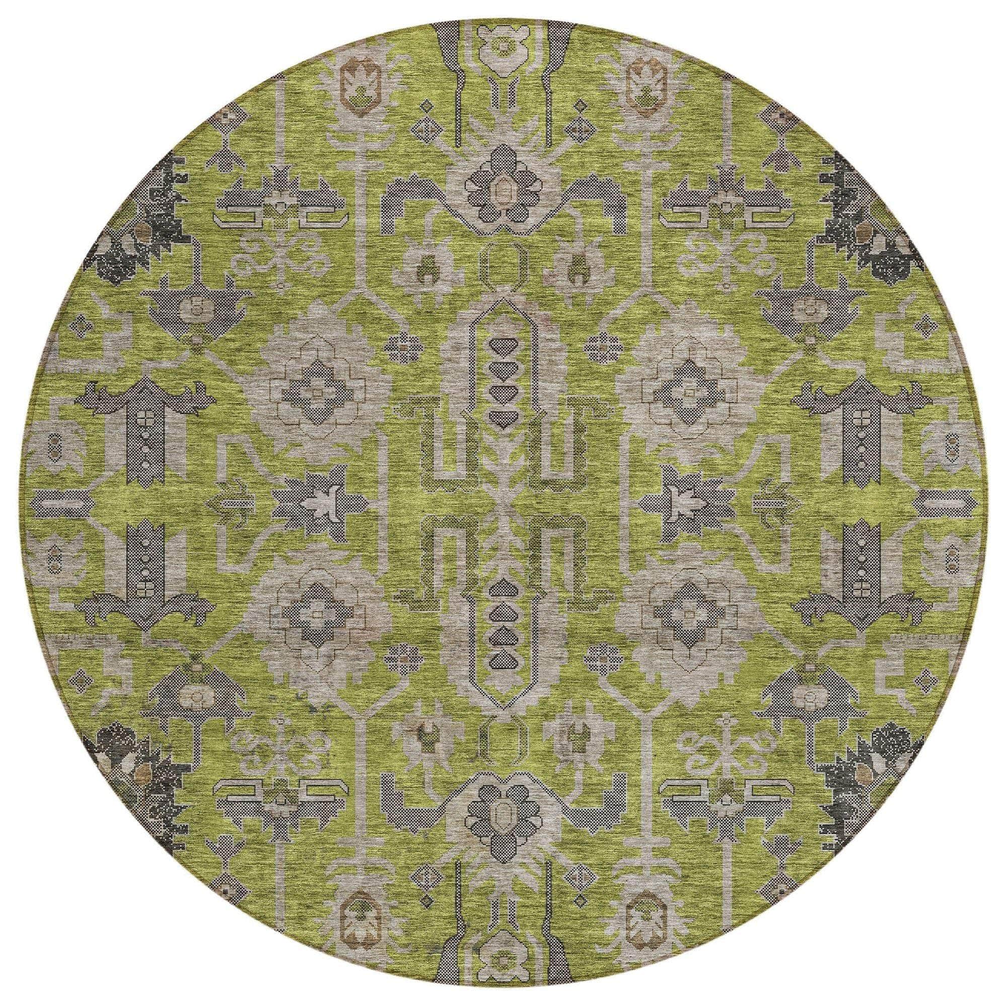 Machine Made ACN697 Olive Green Rugs