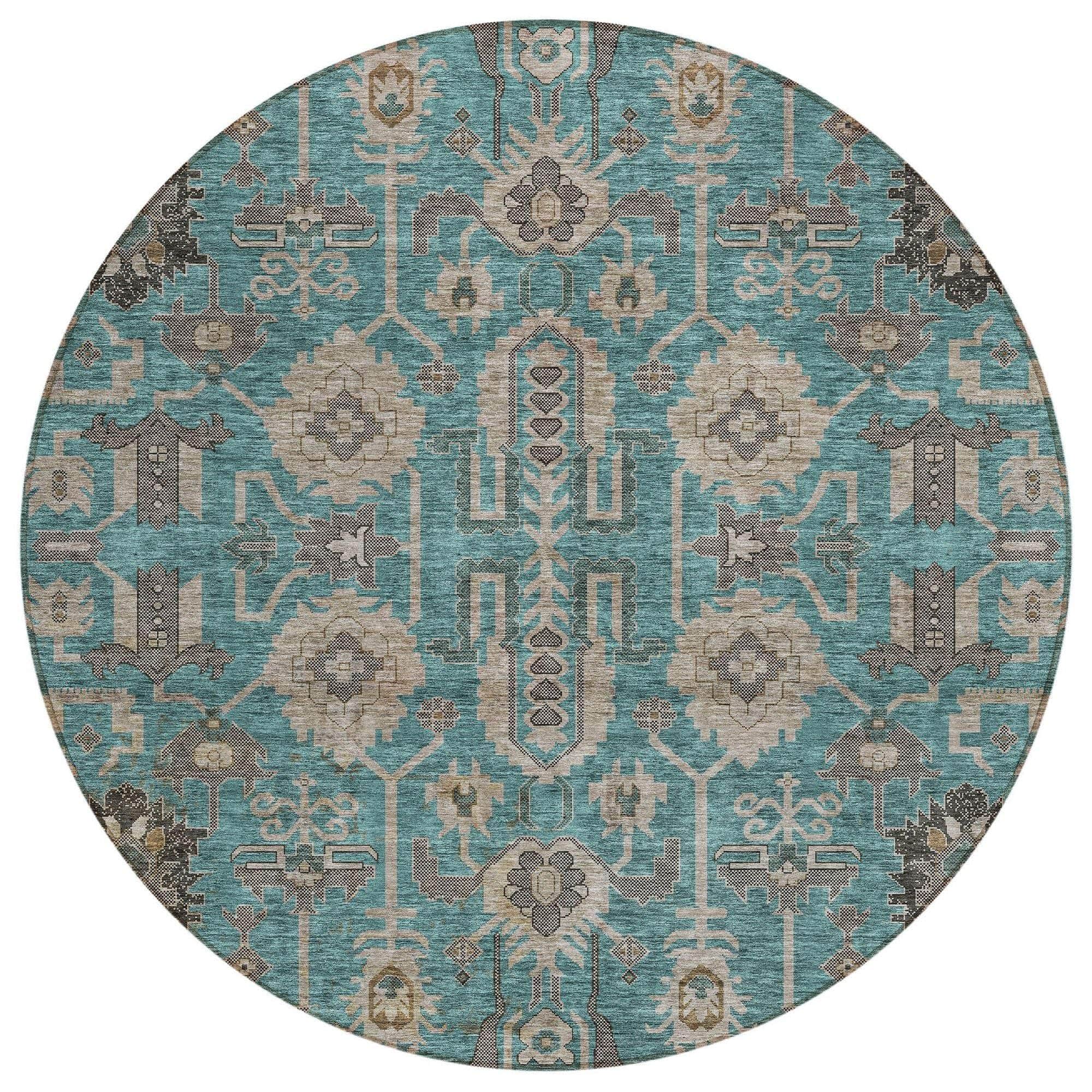 Machine Made ACN697 Teal Rugs