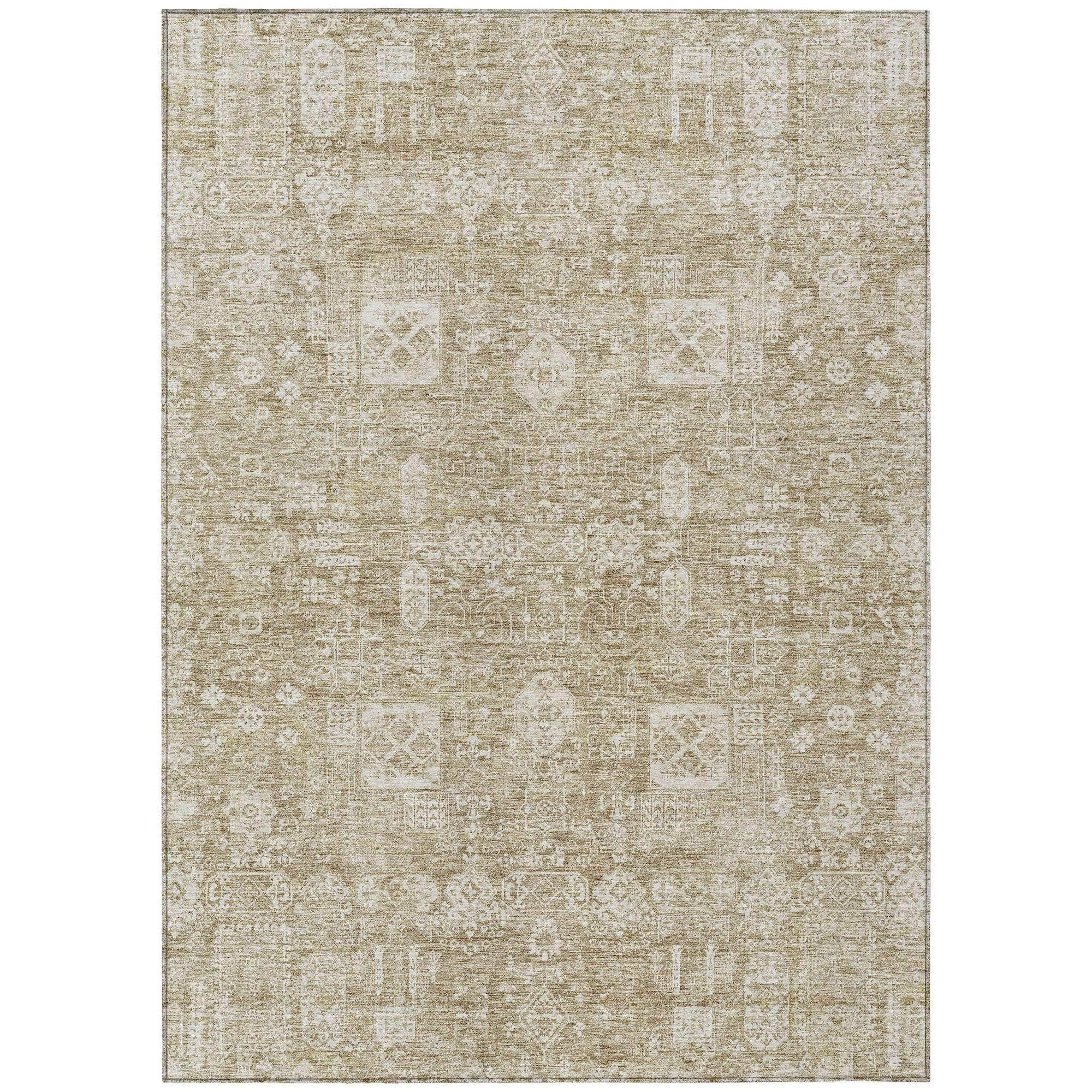 Machine Made ACN637 Beige Brown Rugs