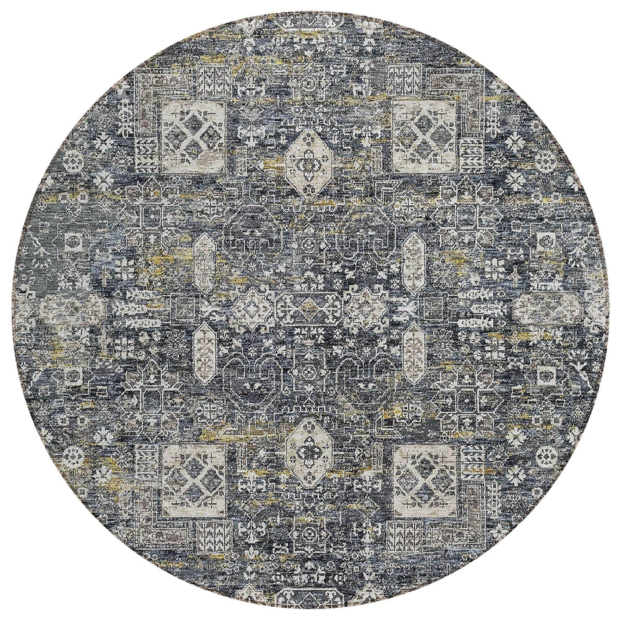 Machine Made ACN637 Charcoal Gray Rugs