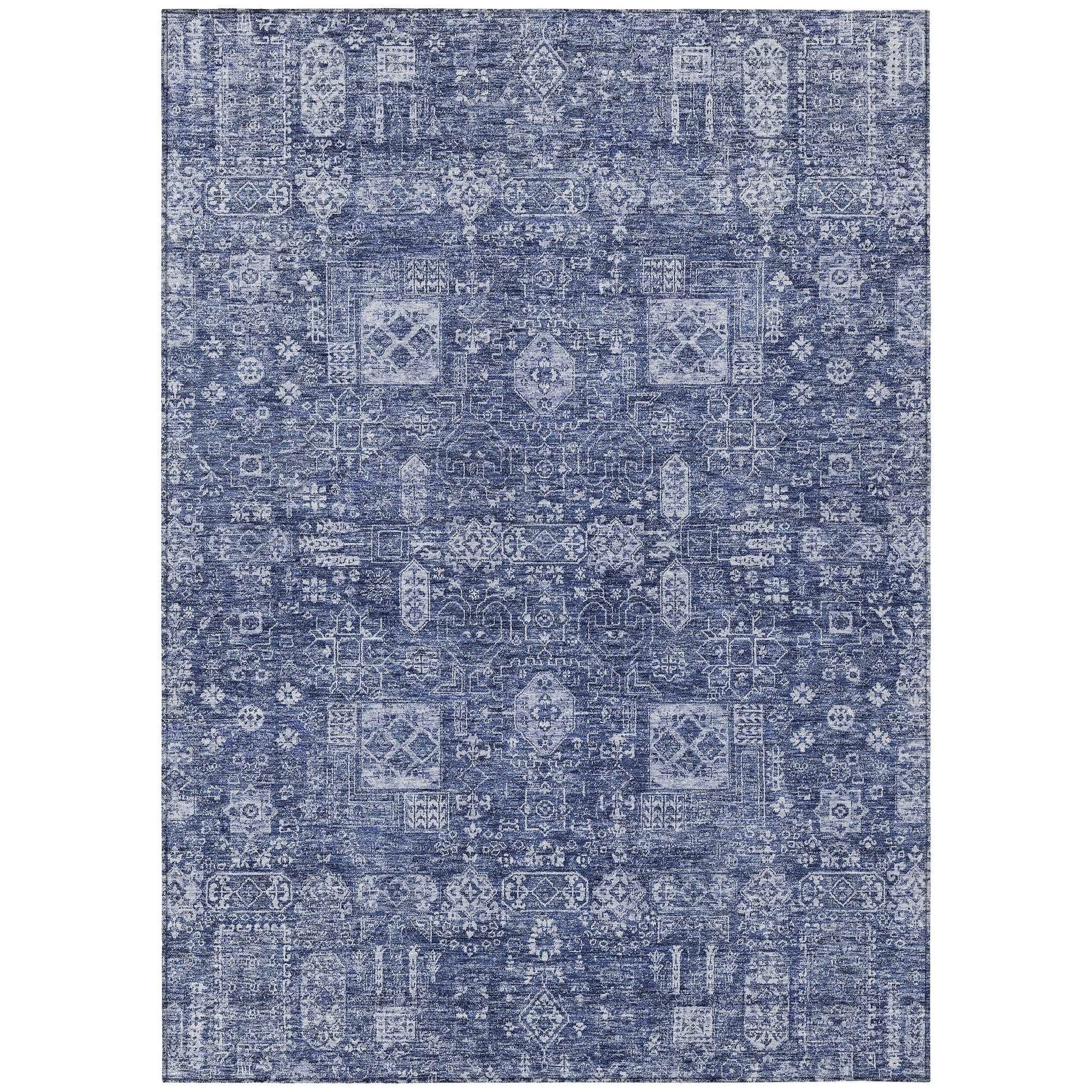 Machine Made ACN637 Navy Blue Rugs