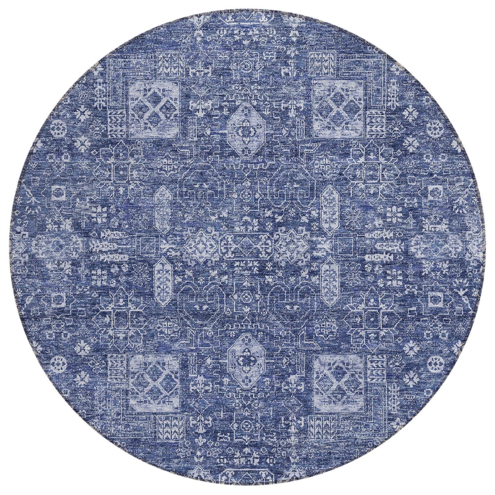 Machine Made ACN637 Navy Blue Rugs