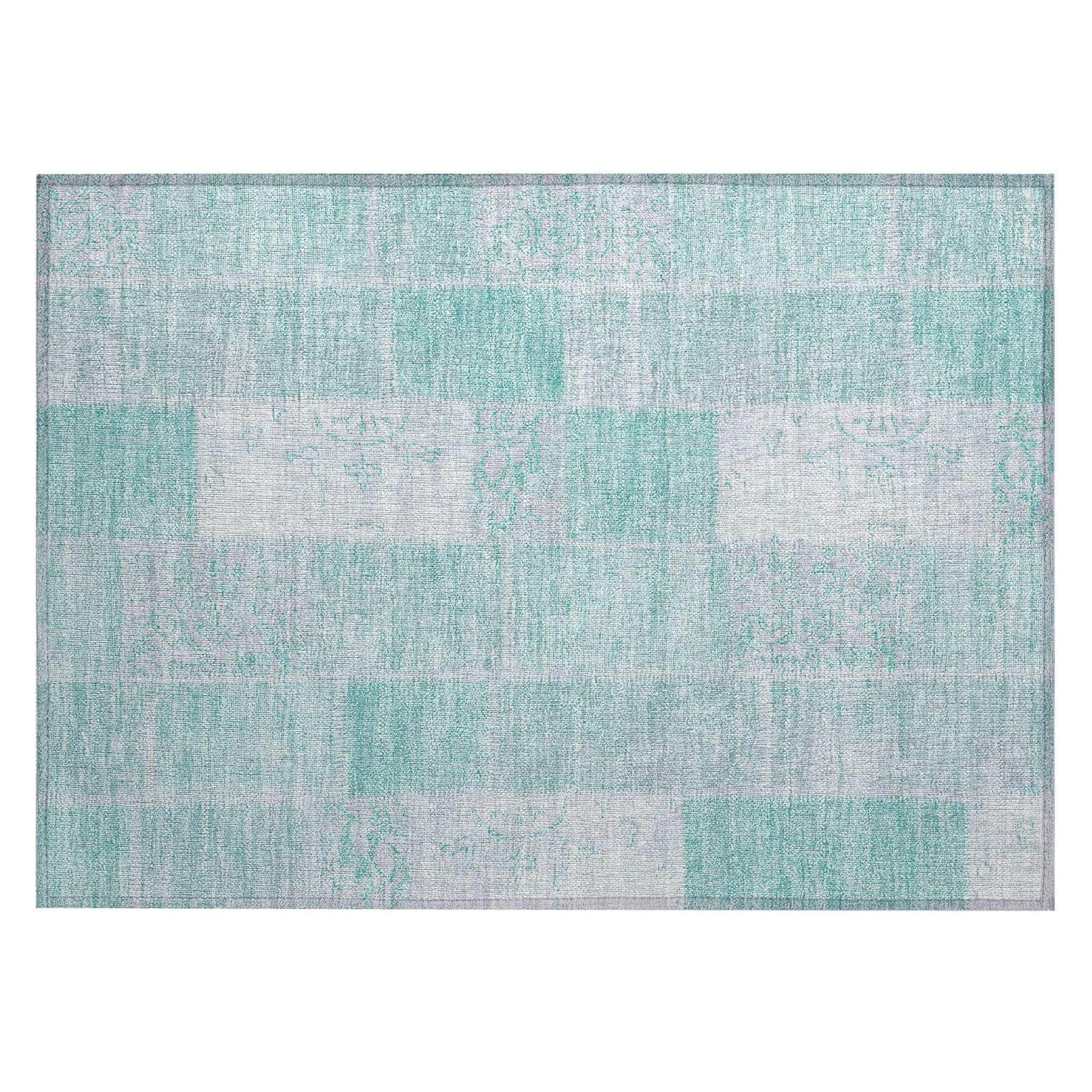 Machine Made ACN631 Aqua Teal Rugs